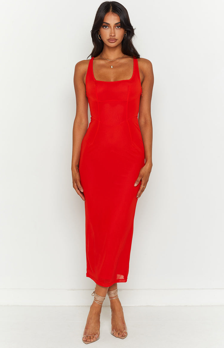 Elegant Amber Red Corset Formal Maxi Dress for Women - Perfect for Evening Gala, Prom, Wedding & Special Occasions