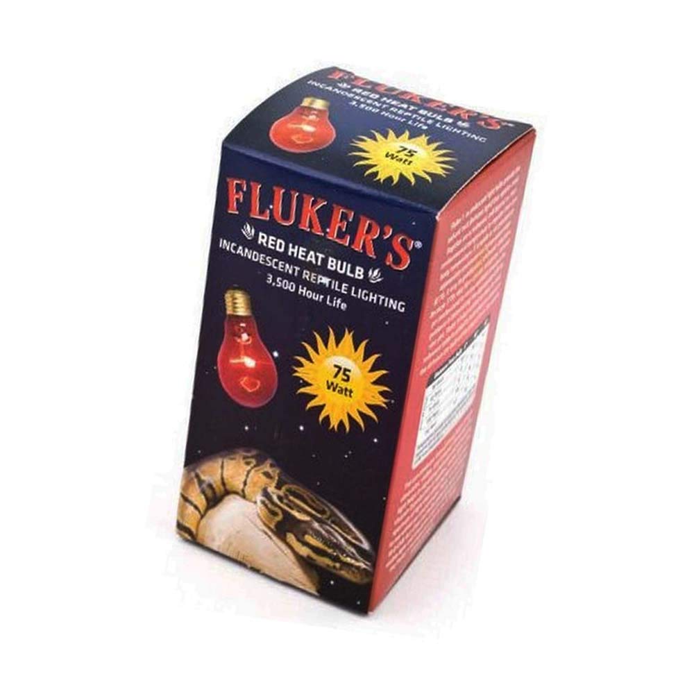 Fluker's 75W Red Incandescent Heat Bulb for Reptiles - Ideal for Nighttime Heating in Terrariums & Reptile Enclosures