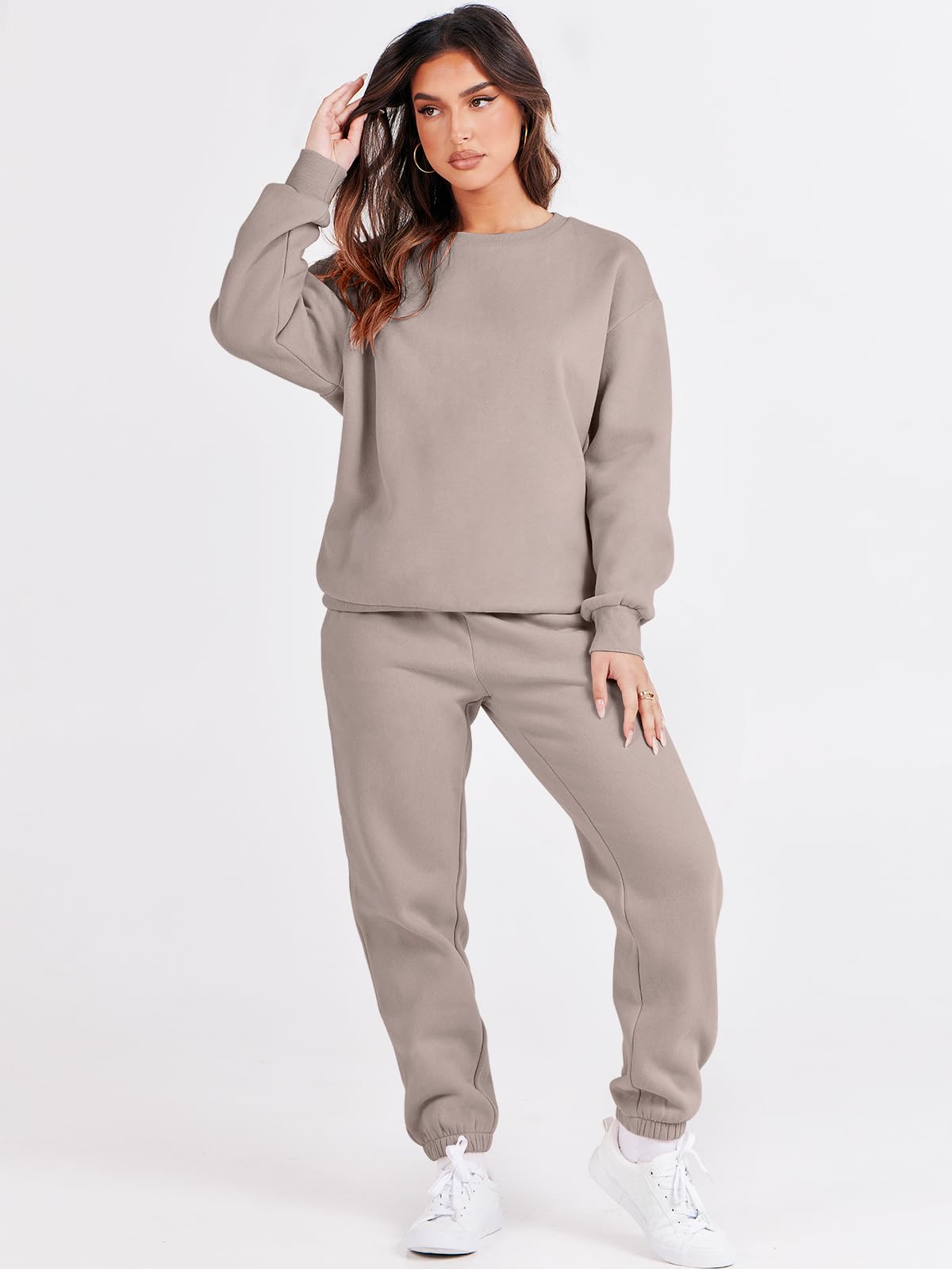 ANRABESS Women's 2 Piece Lounge Set - Long Sleeve Crewneck Sweatshirt & Jogger Pants Tracksuit - Cozy Fall Outfit for Home, Travel & Casual Wear 2024