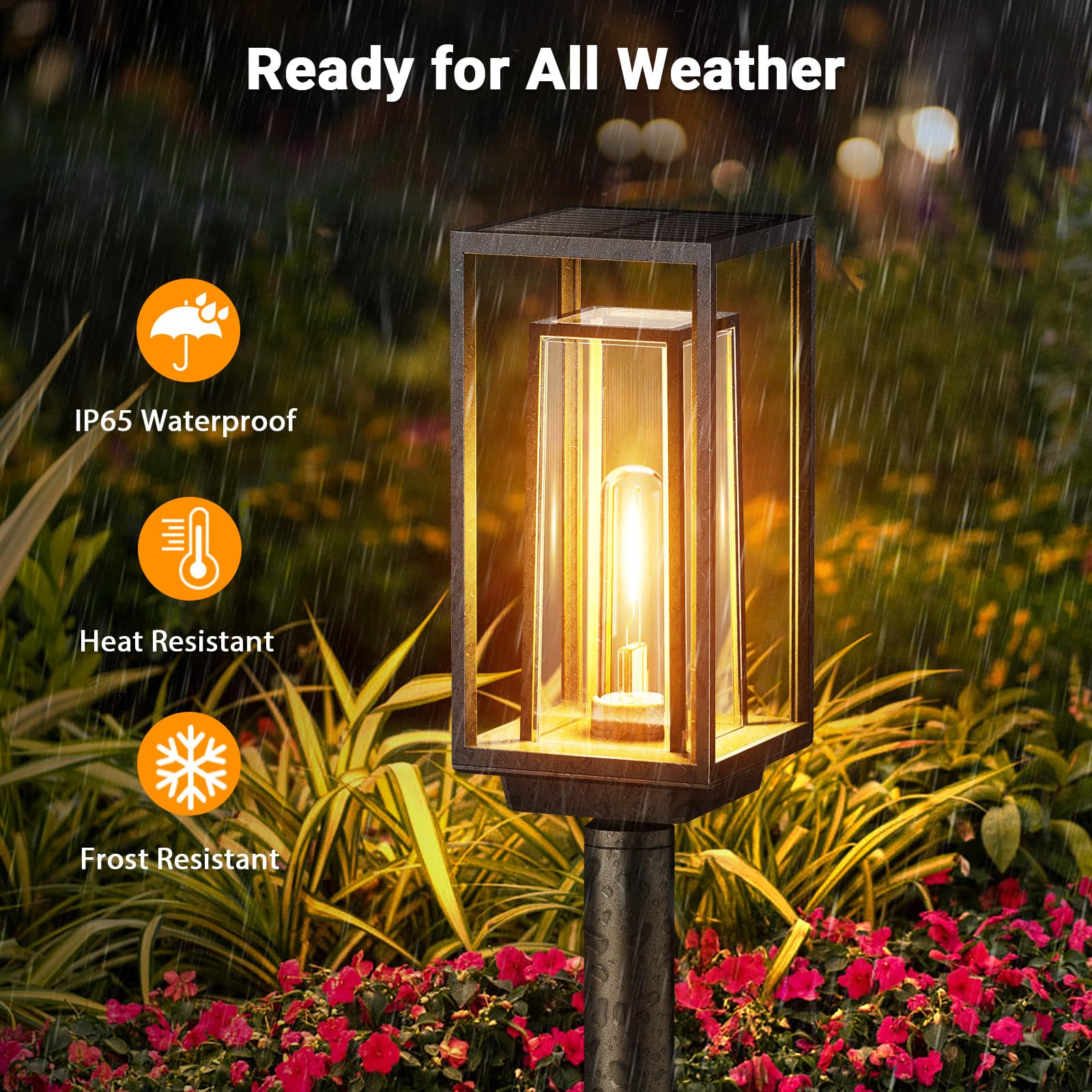 WdtPro Solar Pathway Lights Outdoor Waterproof - 2X Bigger & Brighter Landscape Lighting for Yard, Patio, Walkway, Driveway - 12+ Hours Double-Layer Solar Lights with Auto On/Off - Warm White (4 Pack) - Perfect for Garden Decor & Nighttime Safety