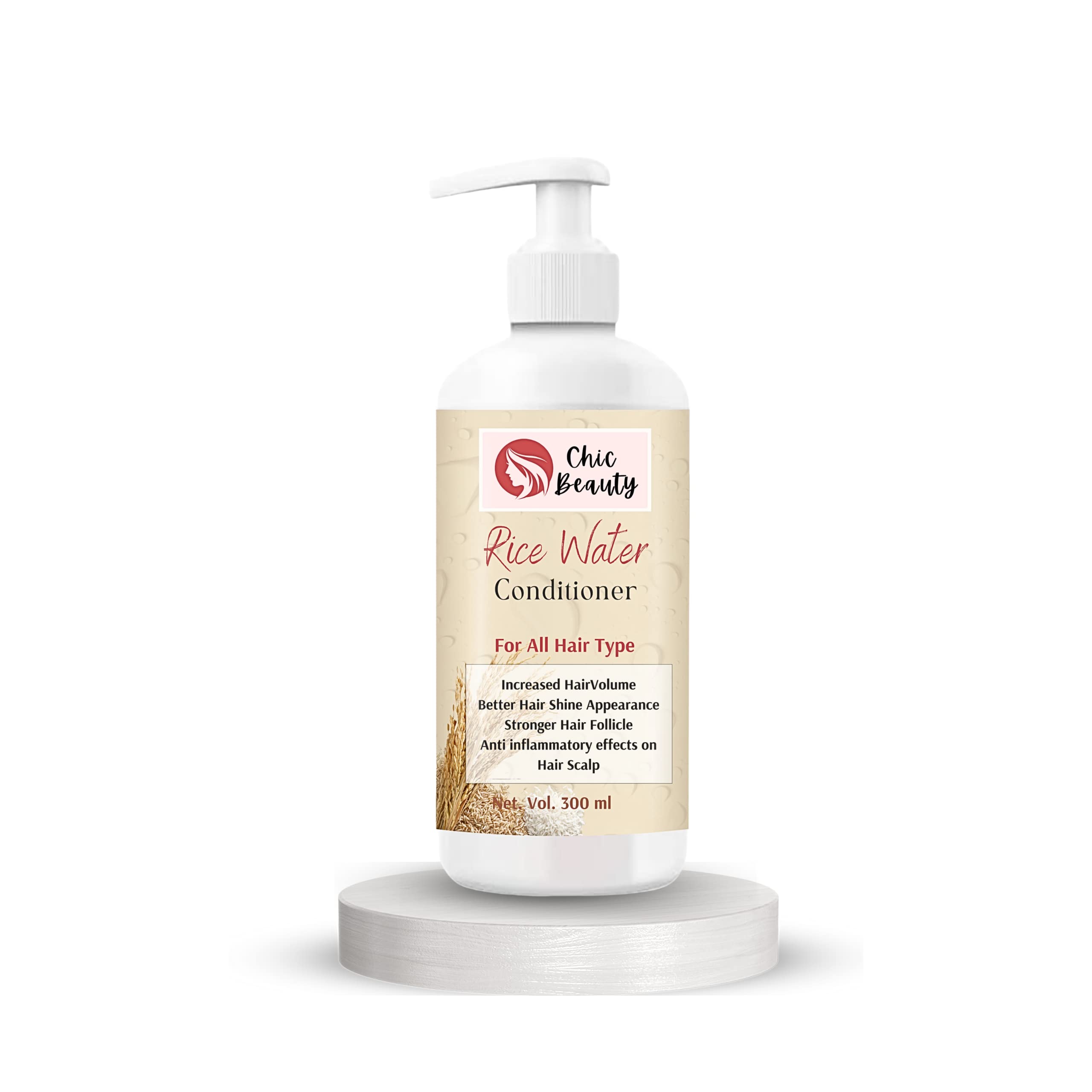 Chic Beauty Rice Water Conditioner 300ml - Reduce Hair Loss & Stimulate Hair Growth | Natural Hair Care for Stronger, Healthier Locks | Perfect for Daily Use & Damaged Hair Repair