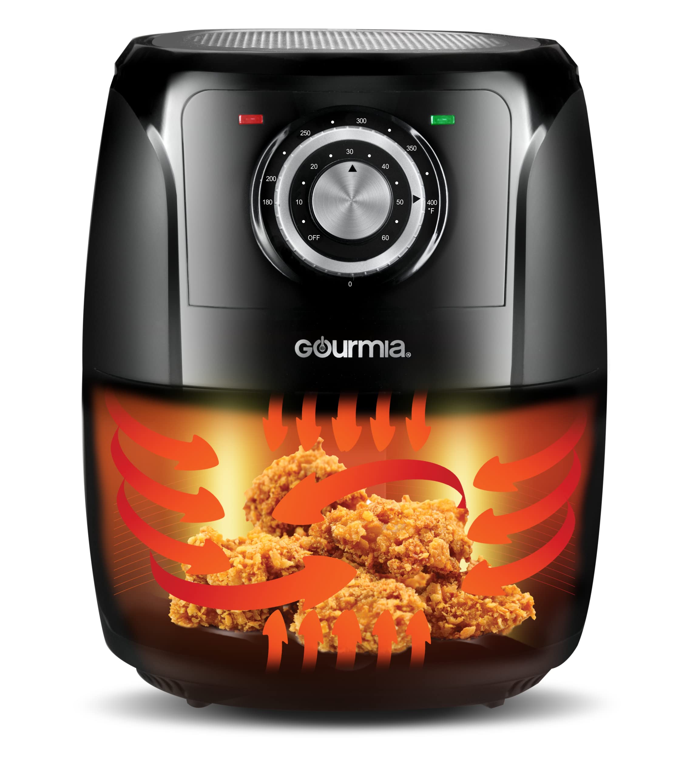 Gourmia GAF566 5-Quart Air Fryer - Oil Free Healthy Cooking - Classic Knob Controls - Nonstick Easy Clean Basket - Includes Recipe Book - Perfect for Family Meals, Snacks & Quick Healthy Meals