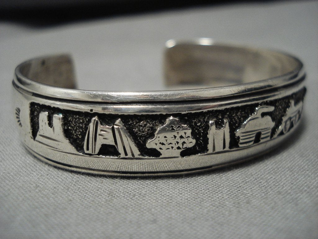 Authentic Vintage Navajo Native American Sterling Silver Tommy Singer Bracelet - Handmade Southwest Jewelry for Women, Boho Fashion & Gift Giving
