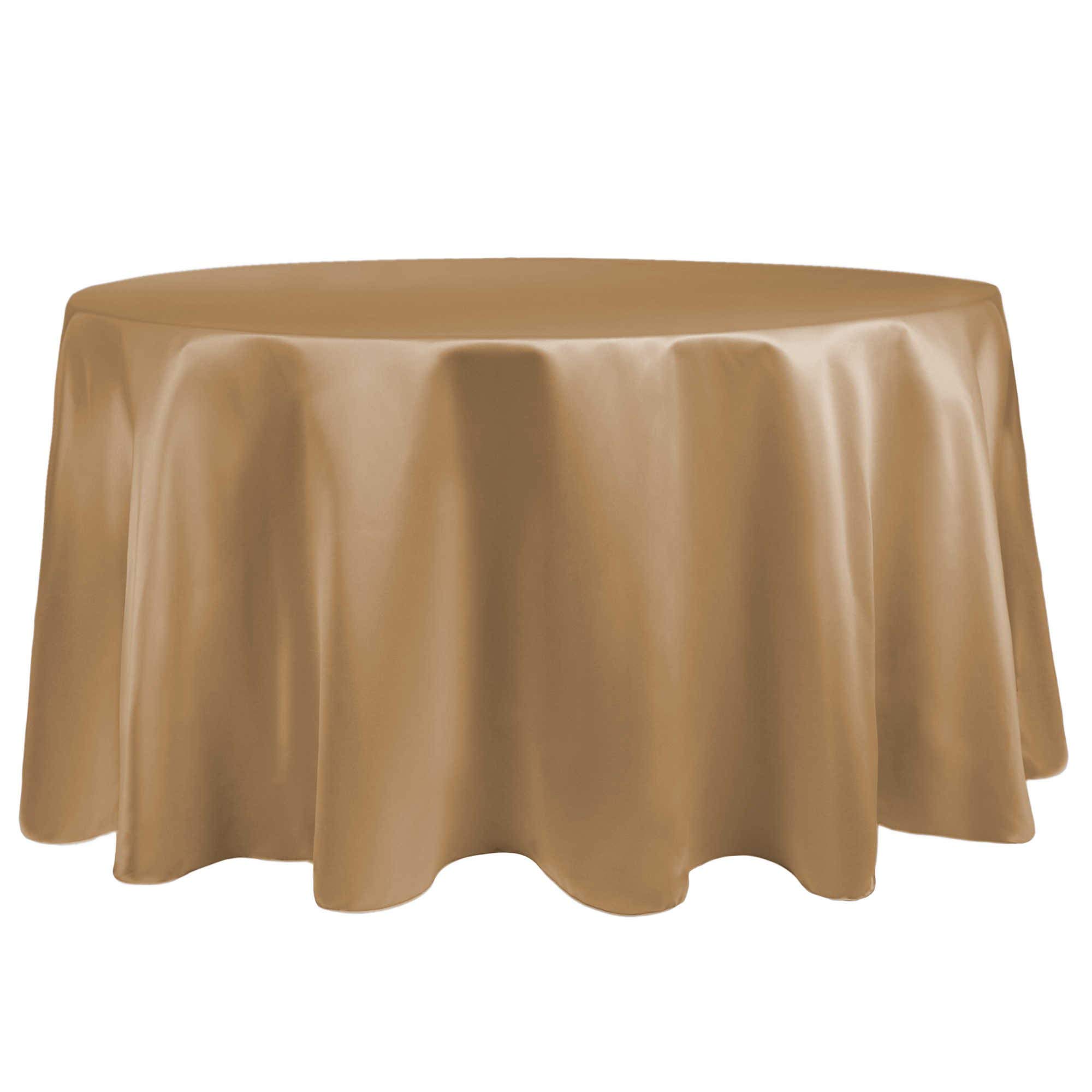 5-Pack Victorian Gold Bridal Satin 60-Inch Round Tablecloths for Weddings & Events - Perfect Fit for Tables Under 60