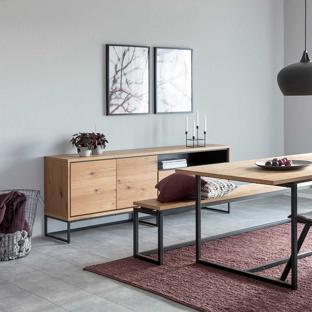 Laneya 150cm Sideboard Buffet Cabinet - Solid Wild Oak Wood for Dining Room Storage & Display | Perfect for Farmhouse, Rustic & Modern Home Decor