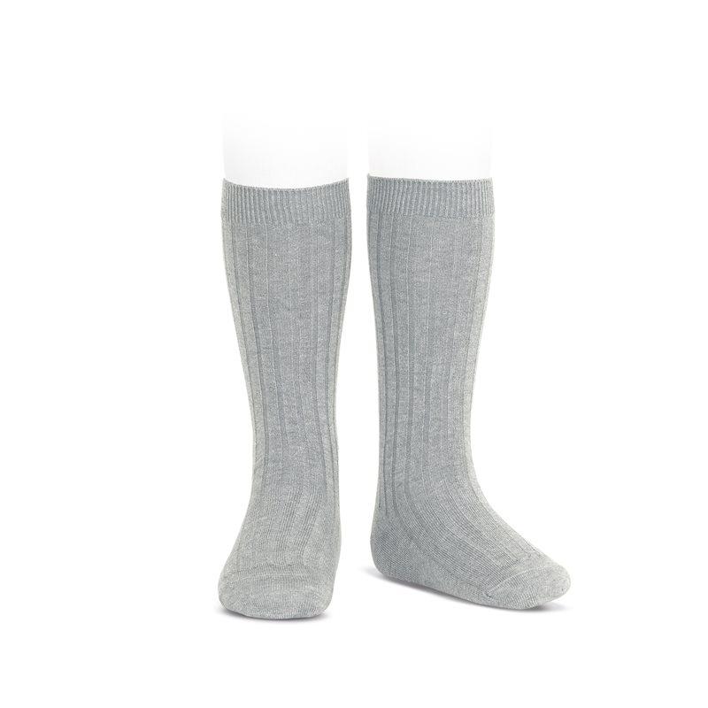Aluminum Grey Wide Ribbed Knee High Socks for Women - Comfortable & Stylish Winter Warm Socks for Boots, Work, and Outdoor Activities