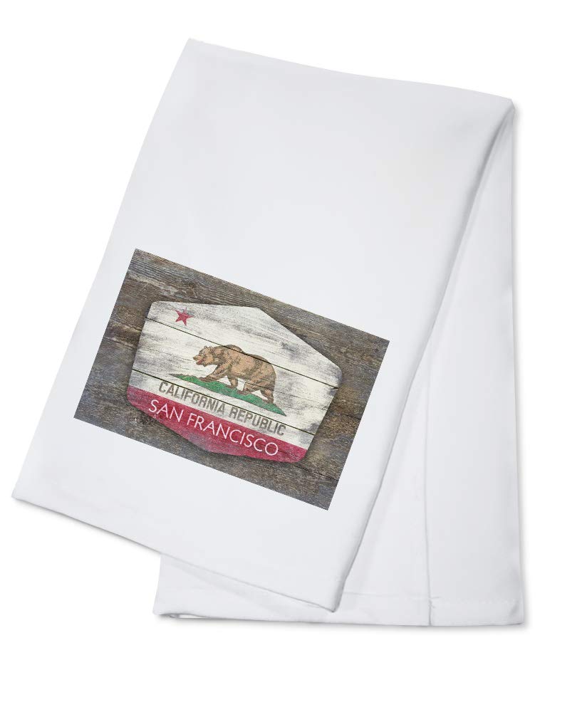 San Francisco California State Flag Rustic Cotton Tea Towel - 100% Cotton Decorative Hand Towel for Kitchen, Home Decor & Gifts (Perfect for Dish Drying, Wall Decor, and Patriotic Displays)