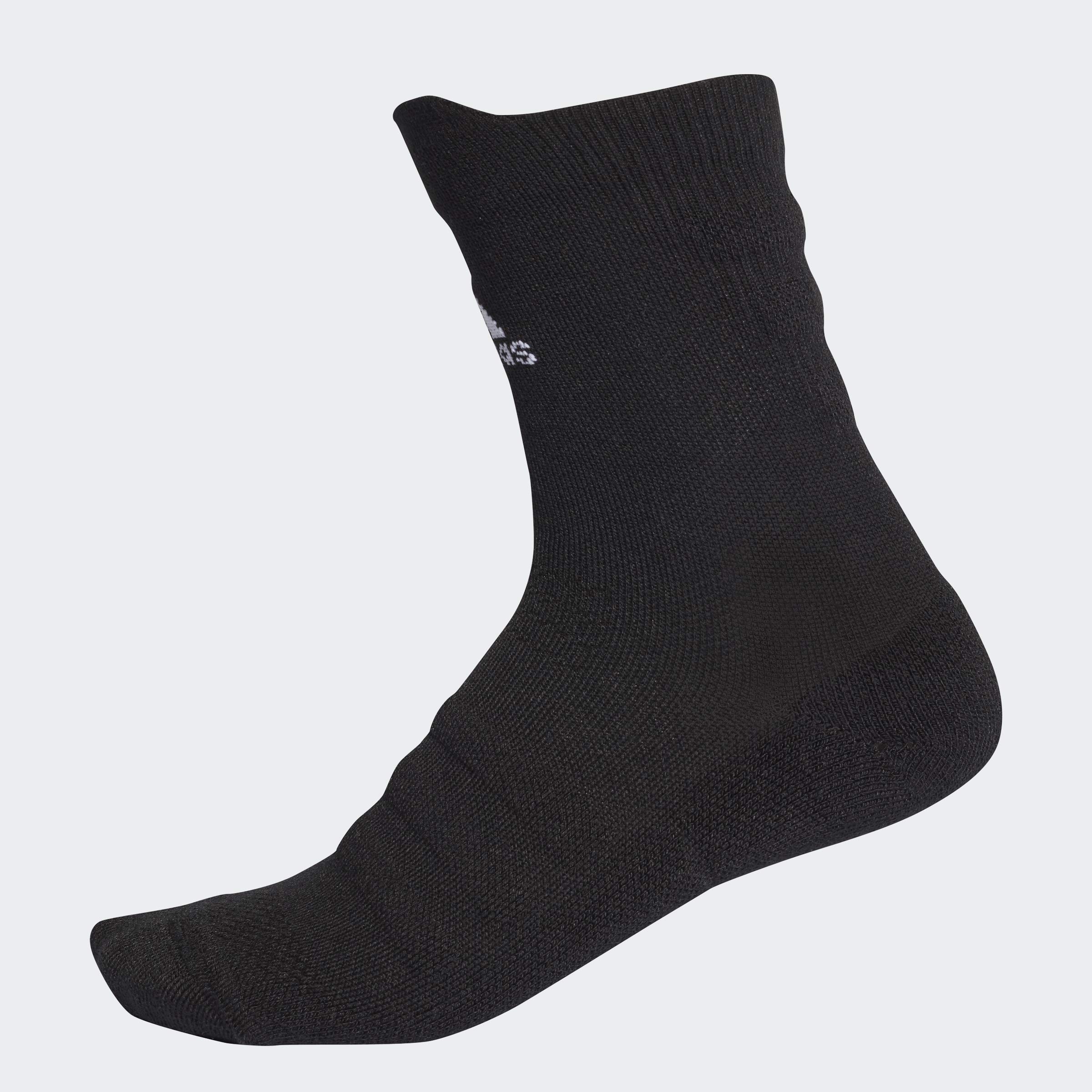 Adidas Alphaskin Lightweight Cushioning Crew Socks for Men - Black (Size 9-11) | Moisture-Wicking Athletic Socks for Running, Gym & Everyday Comfort