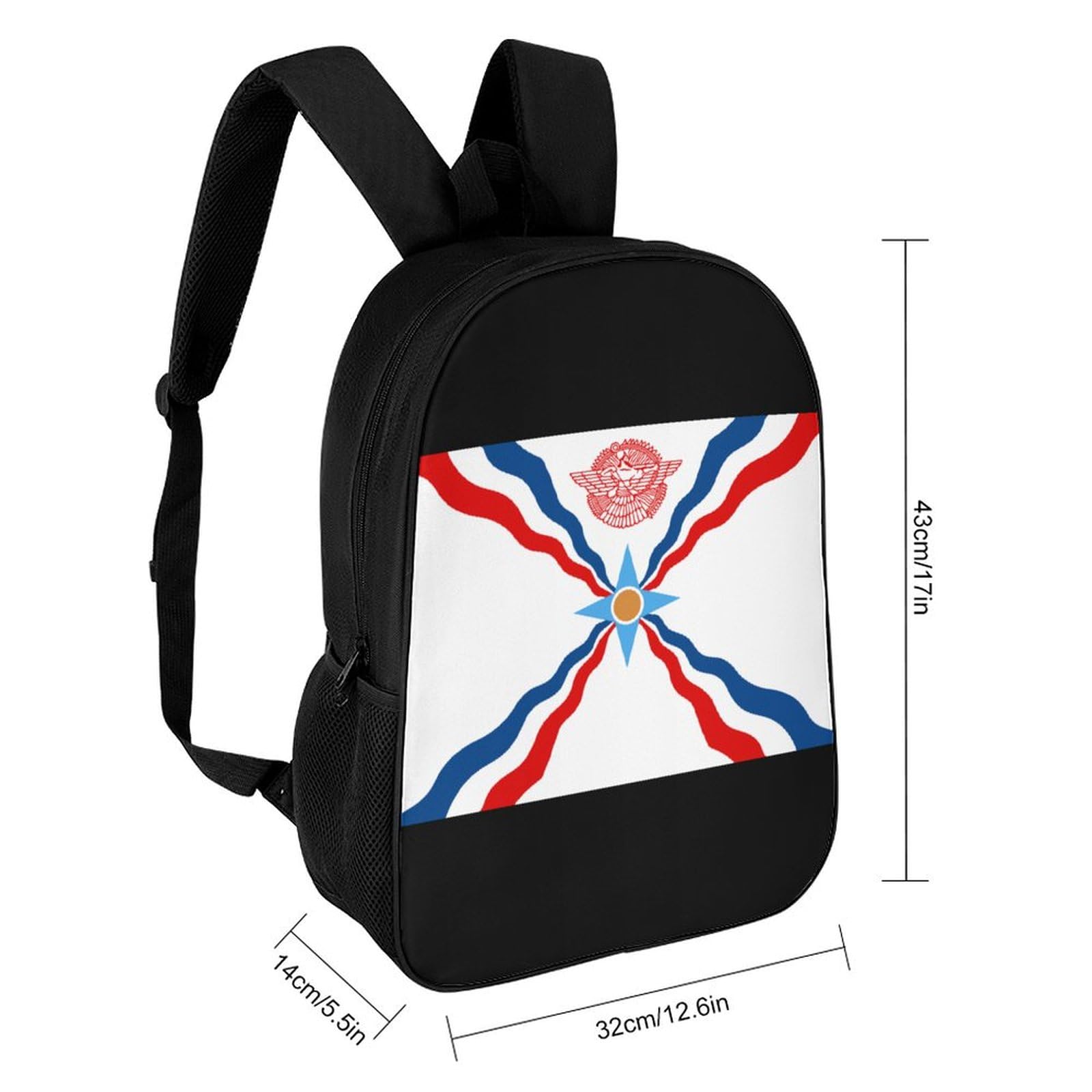 IOEDTHBJ 3D Printed Assyrian Flag Backpack - 17 Inch Laptop Backpack for Men & Women, Durable School & Travel Computer Bag - Perfect for College, Work & Outdoor Adventures