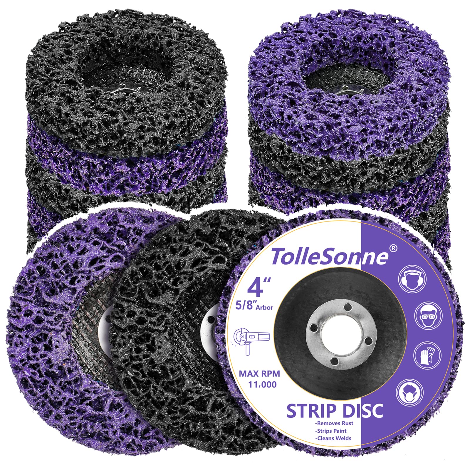 10 Pack 4 Inch Quick Strip Discs for Angle Grinder - Paint Stripper Wheel for Removing Paint, Coating, Rust & Welds on Metal & Wood (4