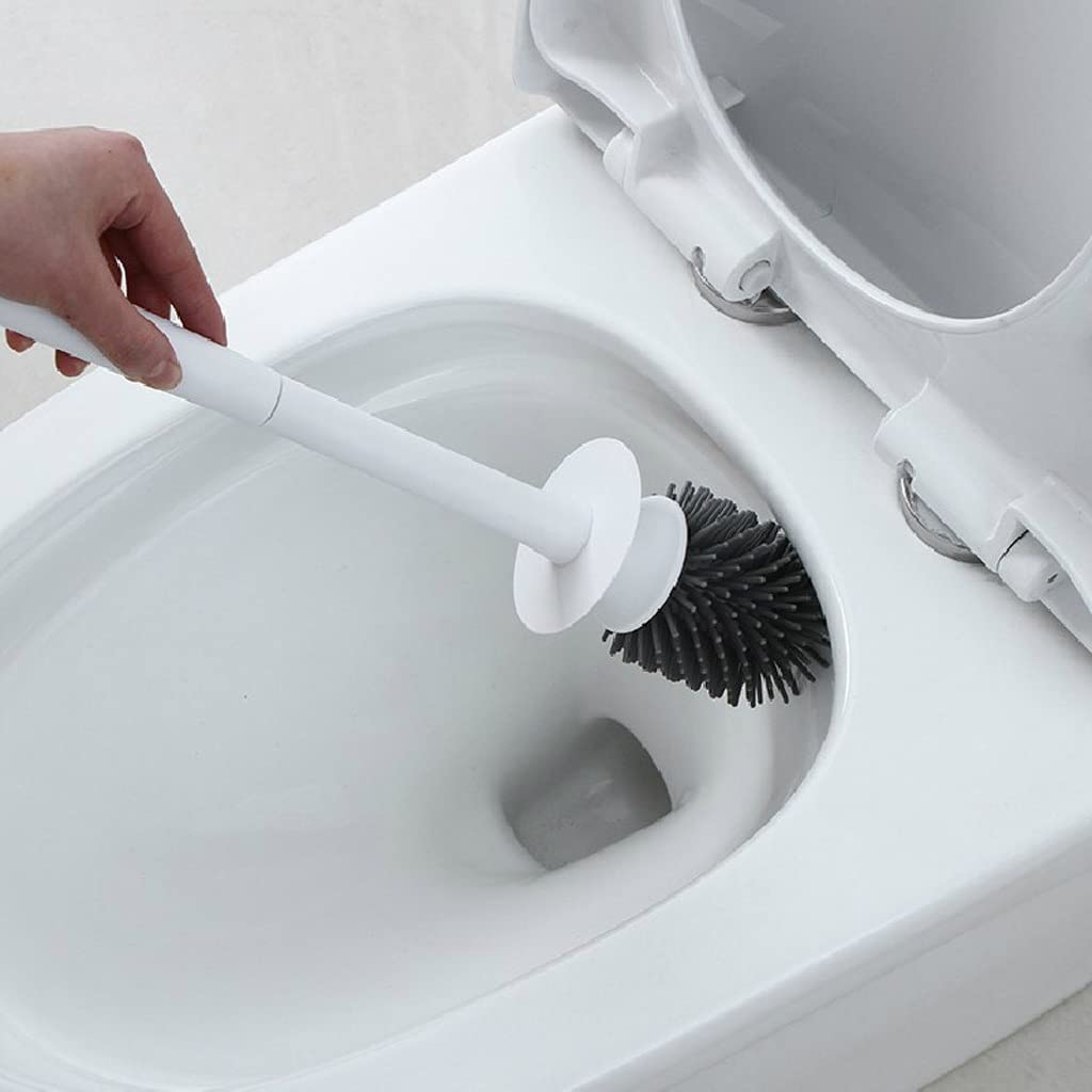 Premium Toilet Brush Set with Strong Bristles - Long Handle Bathroom Cleaning Brush for Deep Cleaning - Hanging Toilet Brush for Easy Storage (White) - Perfect for Bathrooms, Restrooms, and RVs