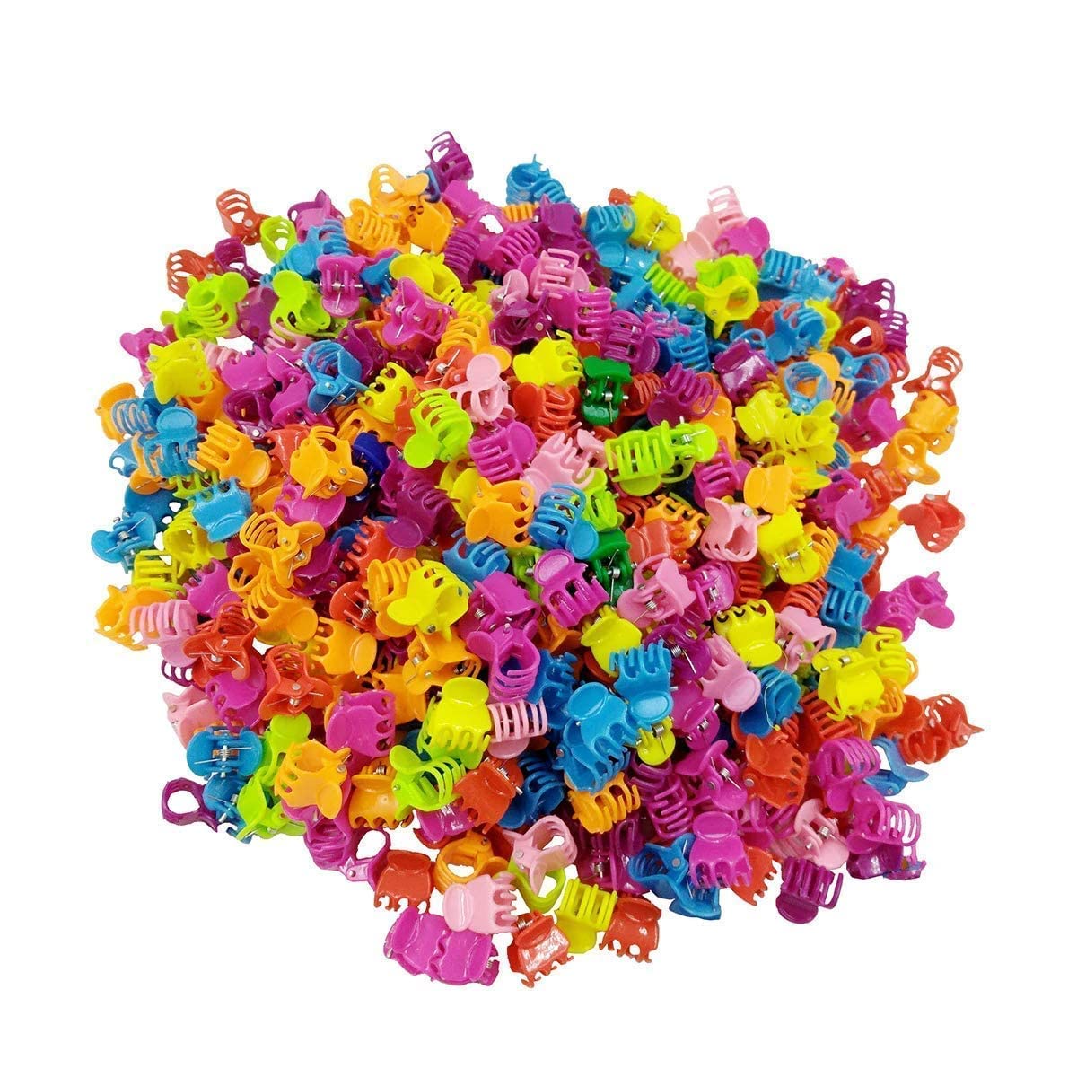 100-Piece Mini Hair Claw Clips Set for Women Girls Kids - Plastic Hairpins with Flowers & Beads in Multicolor | Hair Accessories for School, Party, Wedding & Daily Use