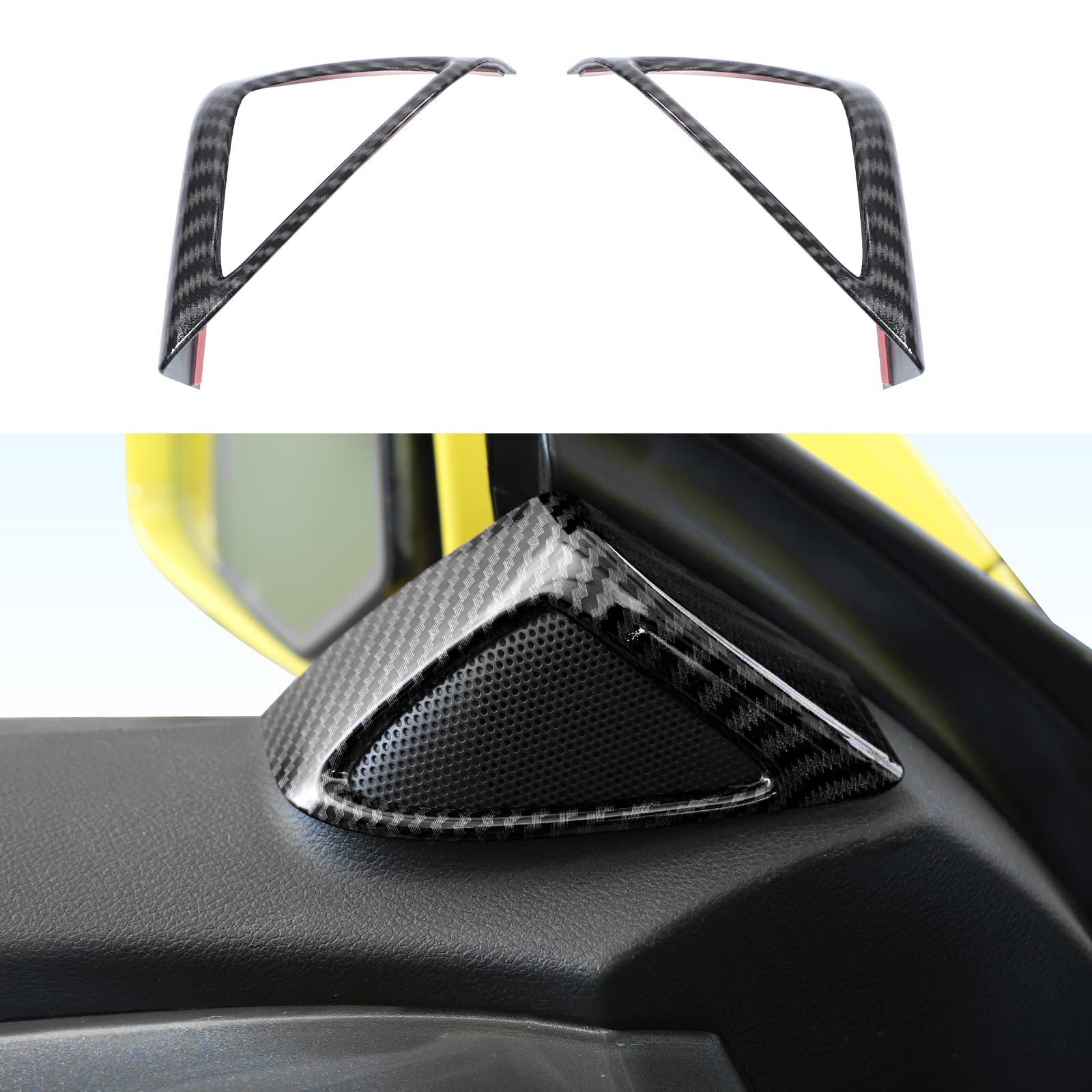 RT-TCZ A Pillar Speaker Trim Cover Sticker | Carbon Fiber Grain Interior Decoration Accessories for 2010-2015 Chevrolet Camaro | Upgrade Car Aesthetics & Protect Speaker Area