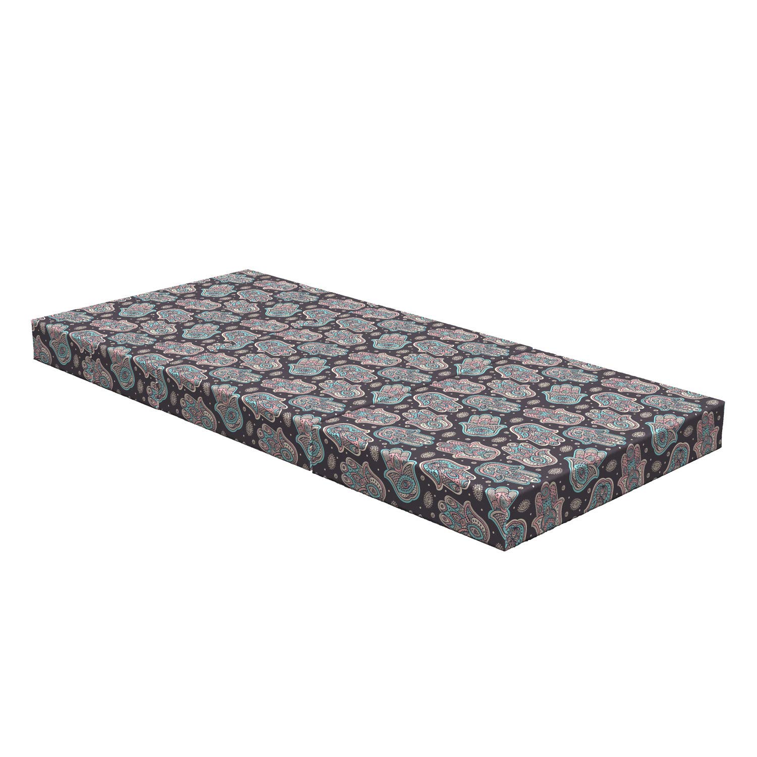 Ambesonne Traditional Foldable Mattress - Hamsa Hands Paisley Art Design, 74.8