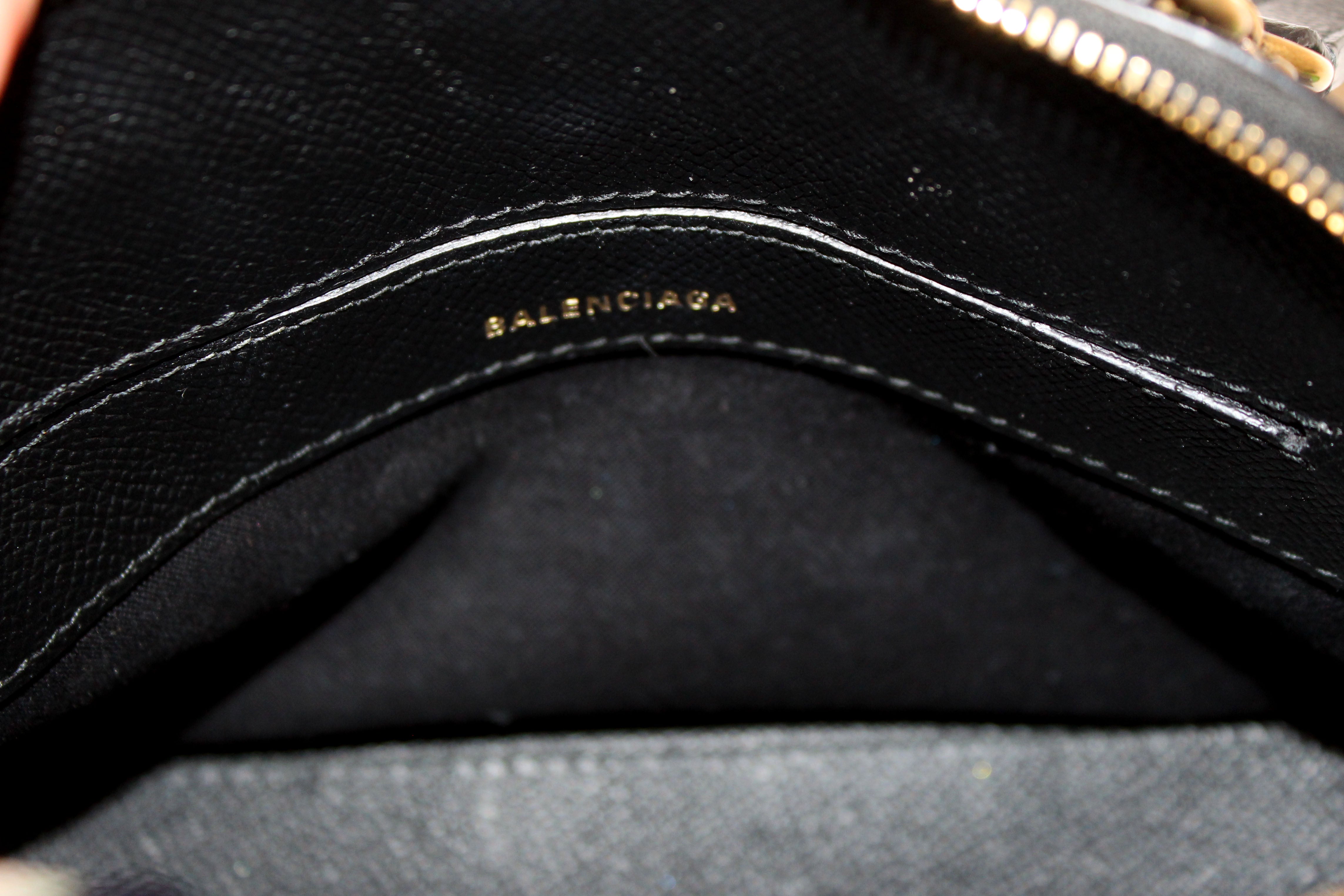 Authentic Balenciaga Black Grained Calfskin XXS Ville Top Handle Bag with Scarf - Luxury Designer Handbag for Women, Perfect for Parties, Weddings & Special Occasions