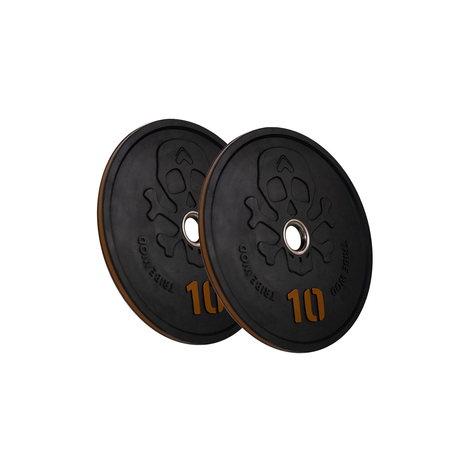 Tribe WOD Bumper Plate Weight Set - 2 Pack Rubber & Steel Gym Weights for CrossFit, Powerlifting & Home Workouts - Compatible with Olympic Bars for Men & Women - Durable Fitness Equipment for Weight Training
