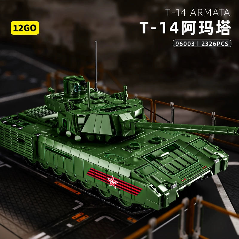 2326-Piece 12GO 96003 T-14 Armata Main Battle Tank Model Kit - Premium Military Building Set for Collectors & Hobbyists - Perfect for Display, Gifts & DIY Projects