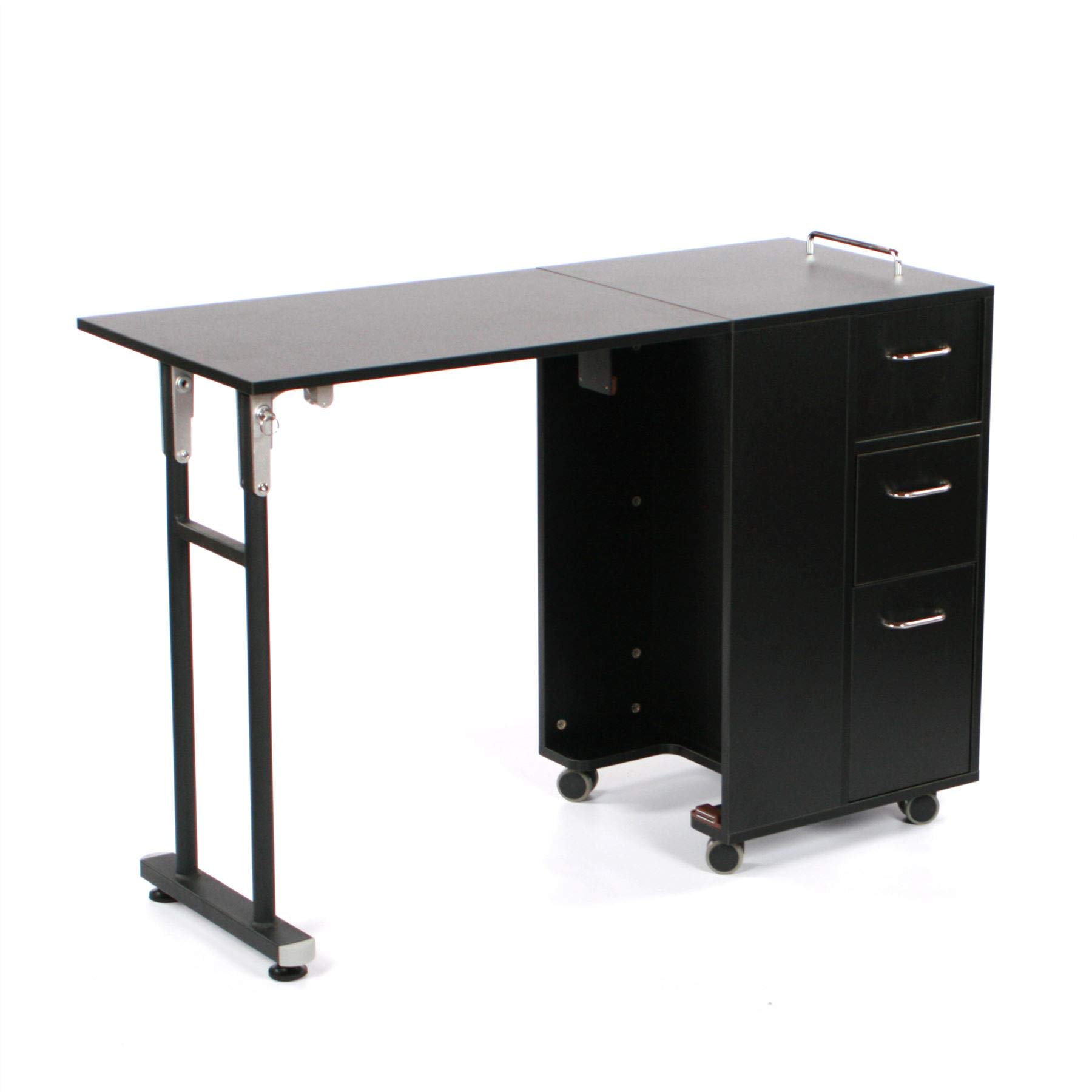 Urbanity Compact Foldable Manicure Table - Portable Nail Salon Station with Storage, Black | Perfect for Home & Professional Nail Technicians, Mobile Salons & DIY Manicures