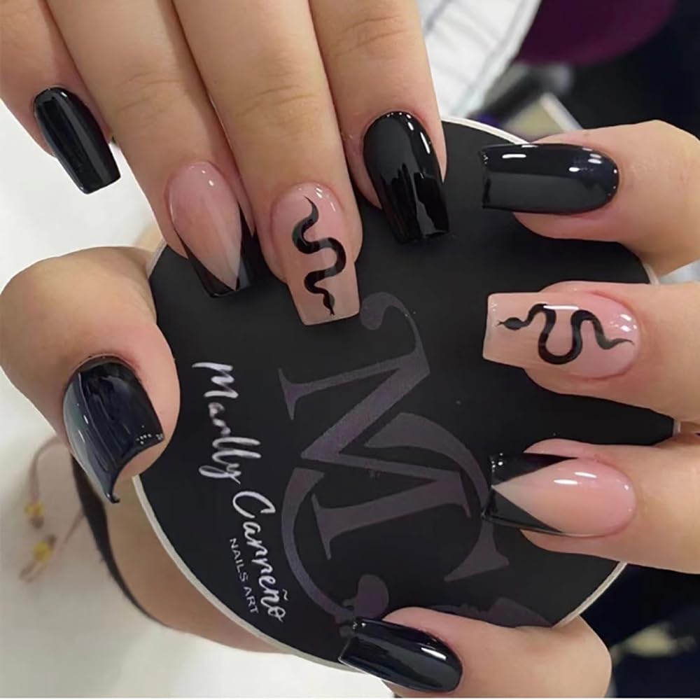6 Packs (144 Pcs) Medium Press on Nails - Almond & Square Shape Full Cover Fake Nails with Adhesive Tabs, Acrylic Artificial Nails for DIY Manicure & Nail Art - Perfect for Parties, Weddings, and Everyday Wear
