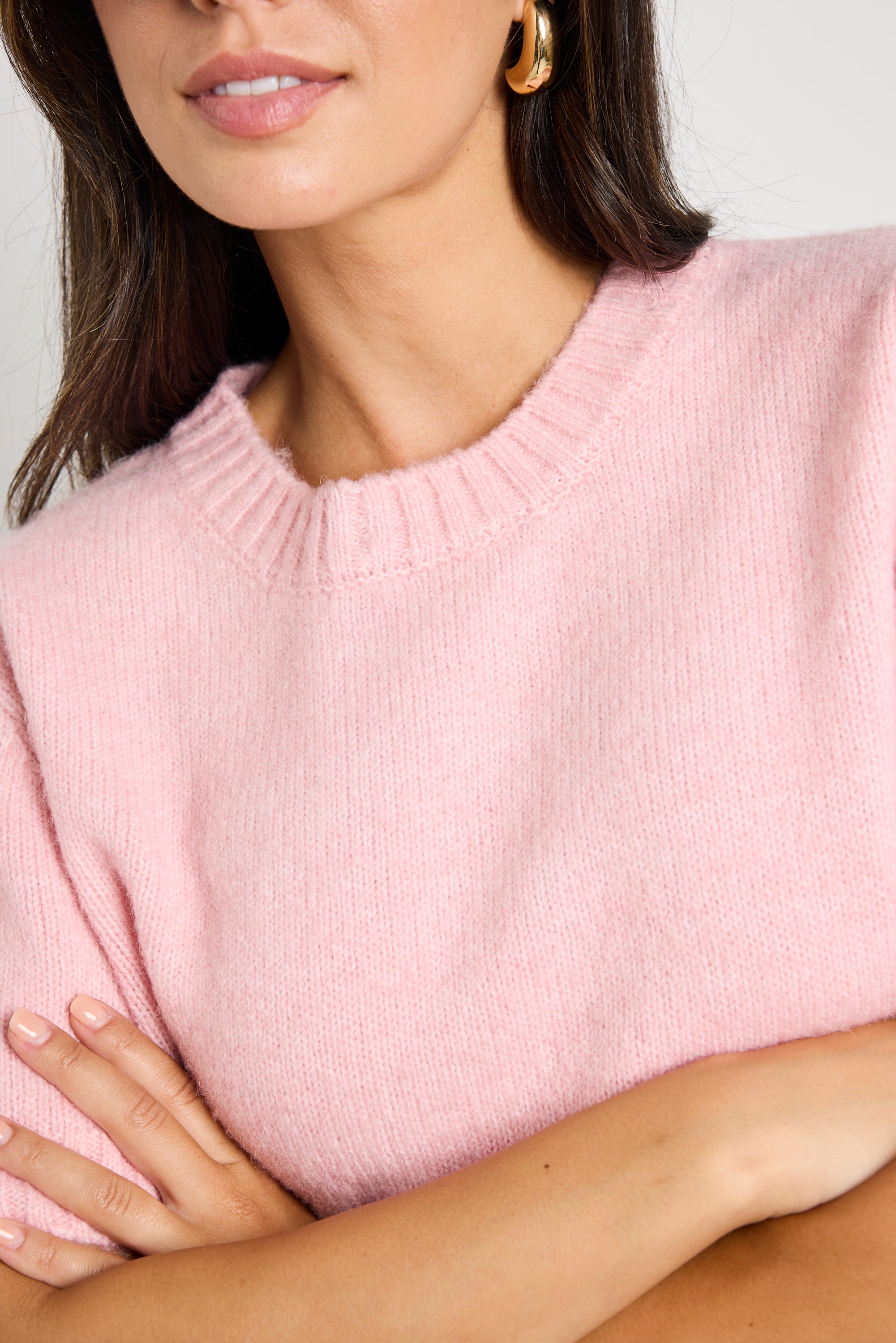 Goddess Blush Soft Knit Tee - Women's Comfortable Stretchy Casual T-Shirt for Everyday Wear, Date Night & Weekend Outfits