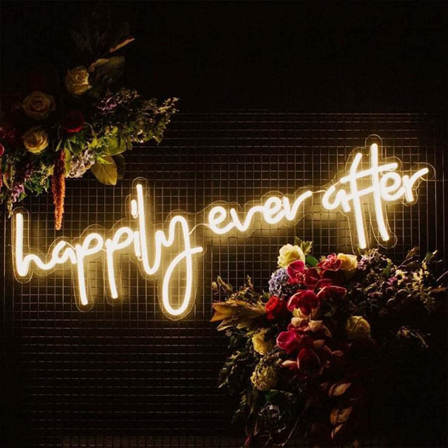 Custom 'Happily Ever After' LED Neon Sign - 70cm Warm White Handcrafted Wedding Wall Decor | Perfect for Bridal Showers, Anniversary Gifts & Home Decoration
