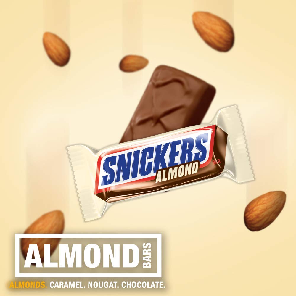 SNICKERS Almond Milk Chocolate Candy Bars - Fun Size Halloween Treats, 10.23oz Bag - Perfect for Trick-or-Treating, Party Favors & Office Snacks