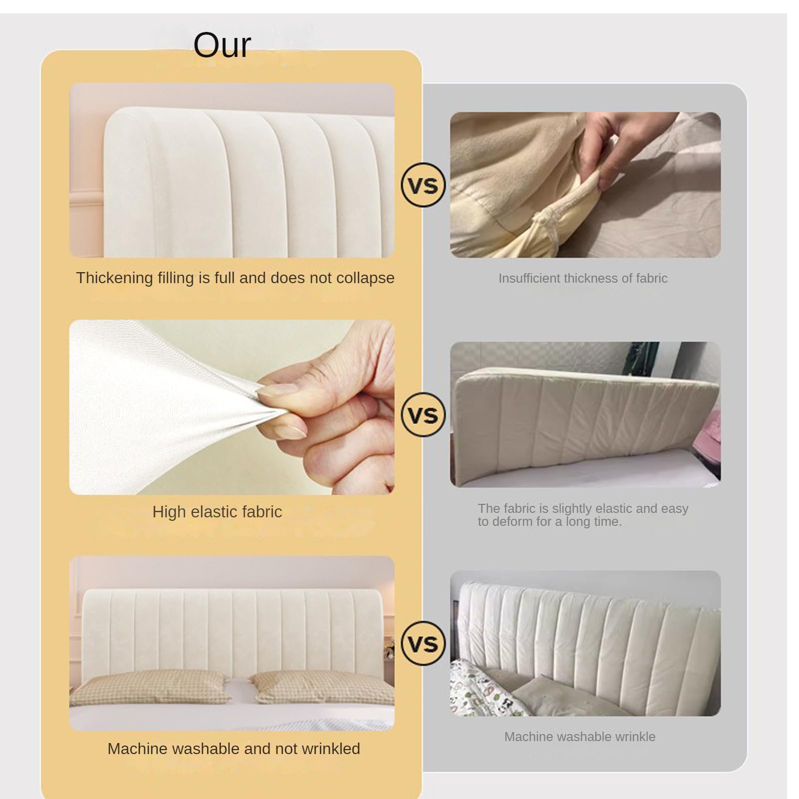 Velvet Quilted Headboard Cover for Full, Queen & King Size Beds - Thick Dustproof Headboard Slipcover Protector (Coffee, Queen: 59in) - Perfect for Bedroom Decor & Dust Protection