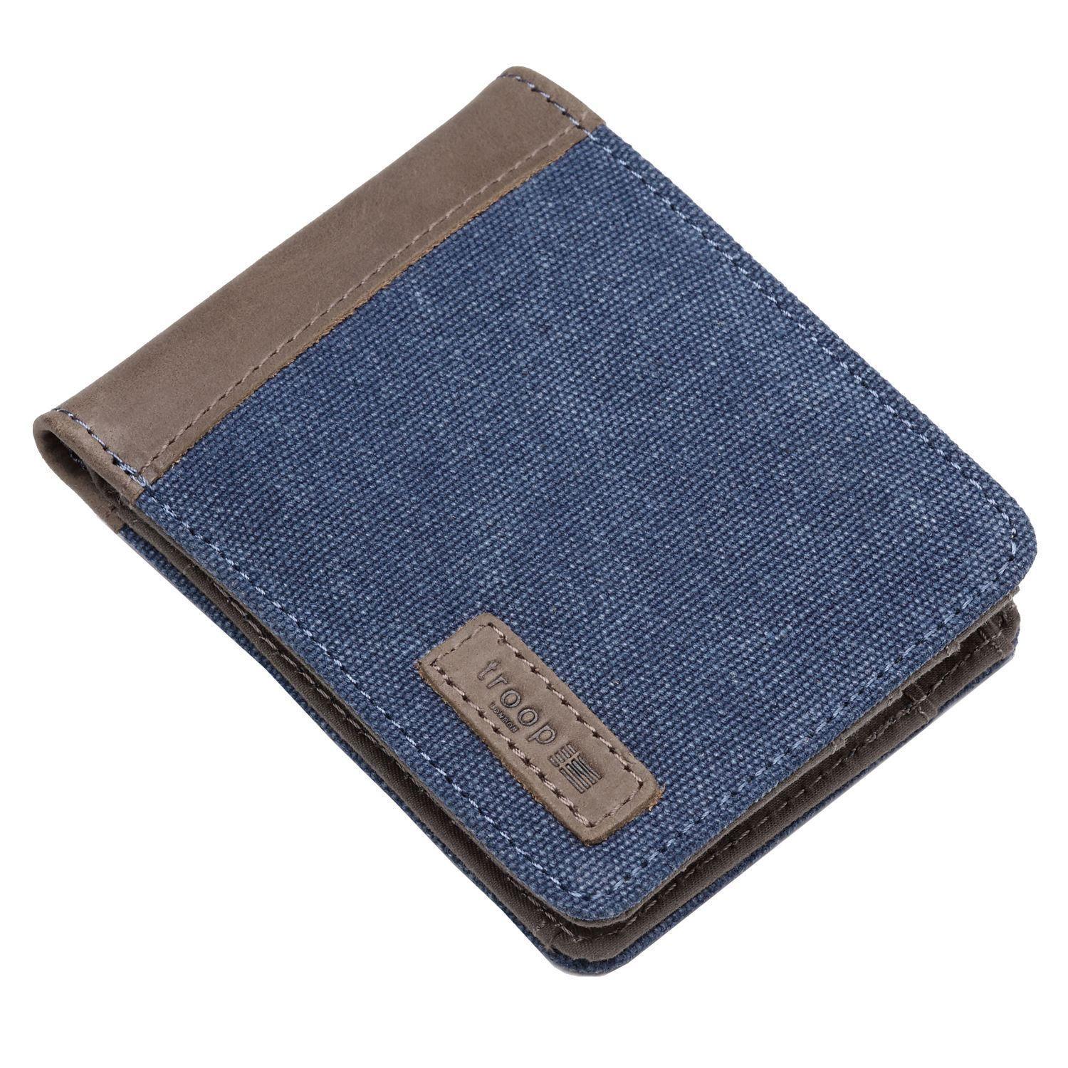 TRP0500 Troop London Men's Bi-Fold Canvas Wallet - Slim RFID Blocking Leather Card Holder for Everyday Use & Travel