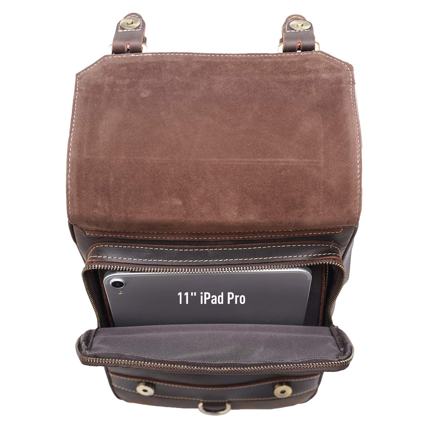 Polare Full Grain Leather Shoulder Backpack - Durable Travel Rucksack & Messenger Crossbody Bag for Men & Women - Perfect for Work, Commuting, Hiking & Daily Use