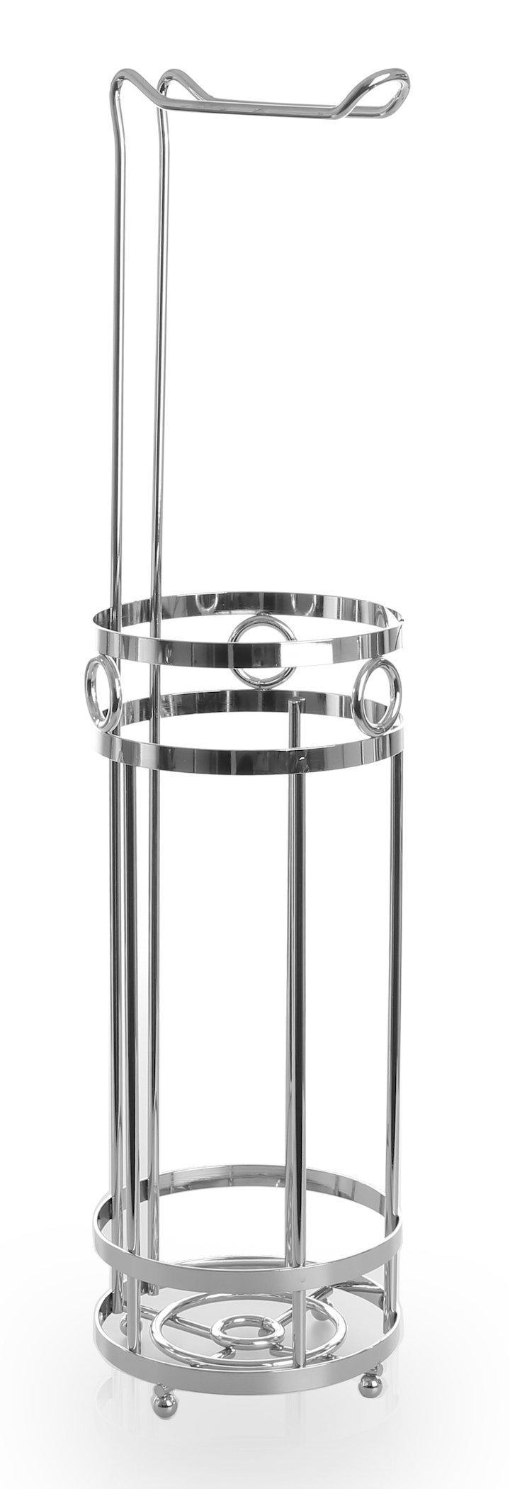 BINO 'The Glacier' Chrome Free Standing Toilet Paper Holder - Modern Bathroom Organizer for Home, Office & Guest Restroom