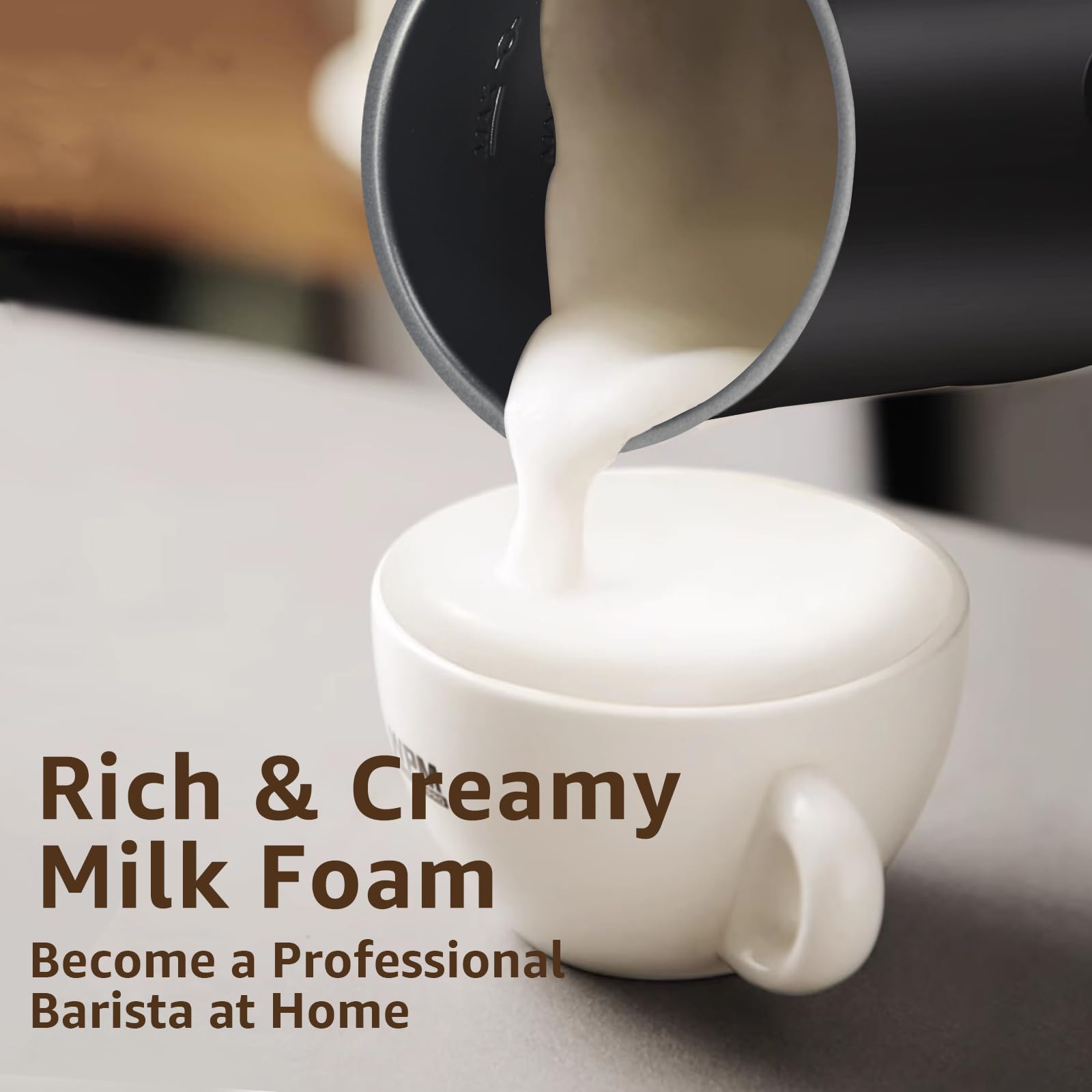 4-in-1 Electric Milk Frother & Steamer - 11.8oz/350ml Automatic Warm & Cold Foam Maker for Coffee, Latte, Cappuccino - Perfect for Home Baristas & Coffee Lovers (Ideal for Morning Coffee, Afternoon Tea & Hot Chocolate Drinks)