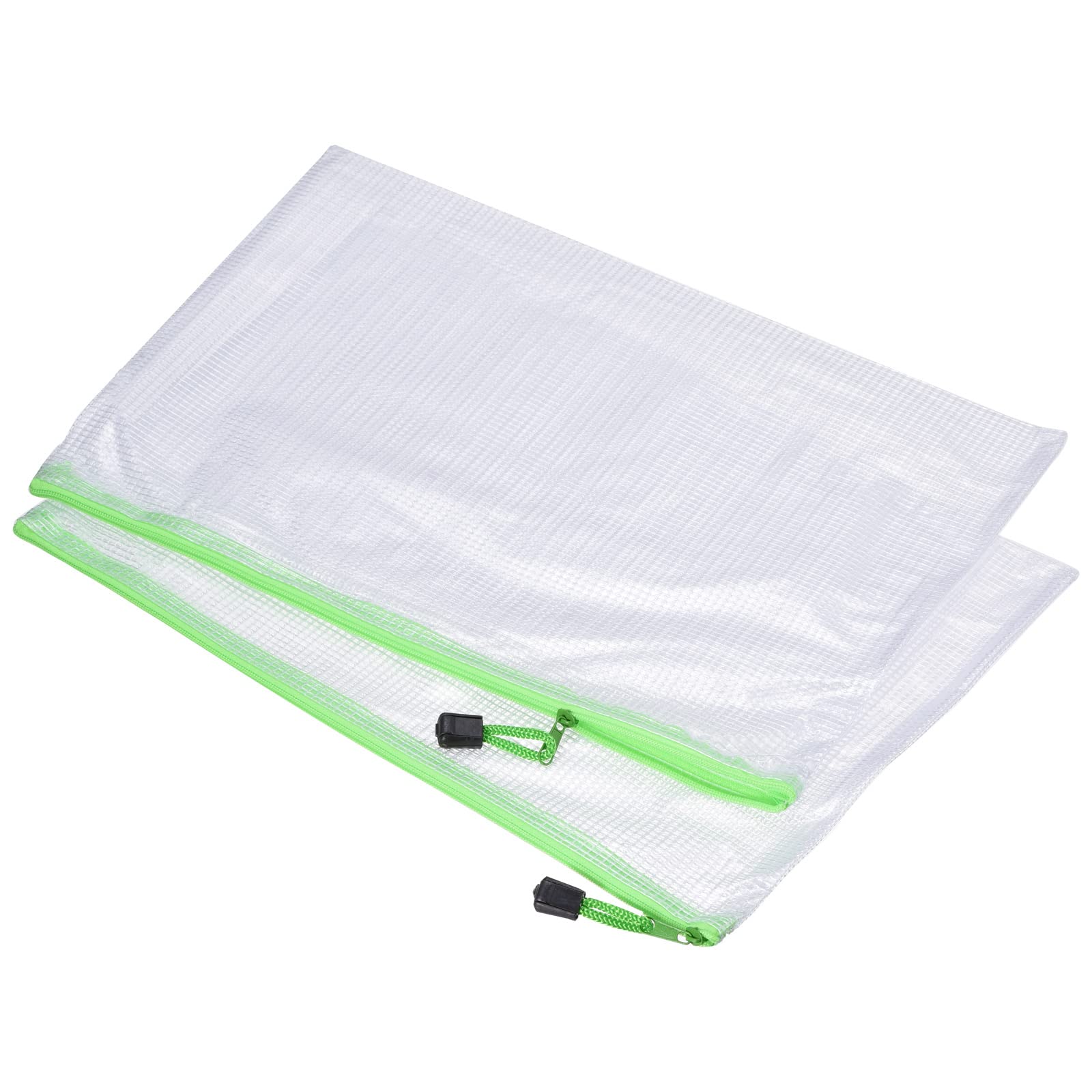 MECCANIXITY Mesh Zipper Bags - 12 Pack A4 Size Plastic Document Folders with Zipper Pouch for Office, School, Travel & Home Organization | Waterproof File Storage for Papers, Receipts & Important Documents