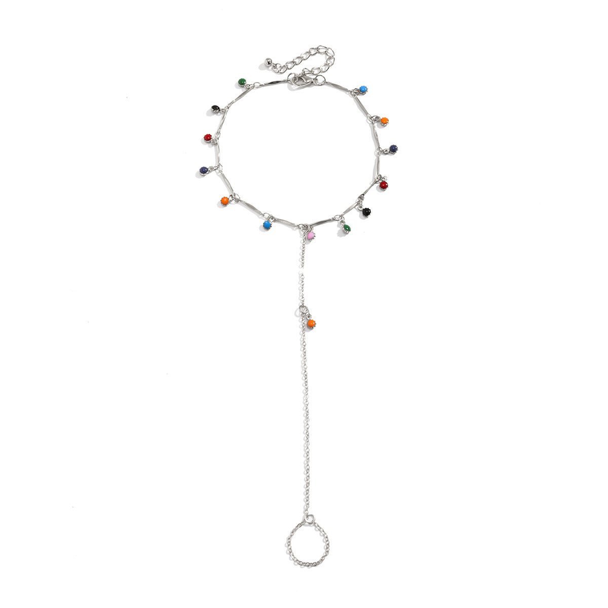 Elegant Fringed Colorful Ankle Bracelet for Women - Creative Drop Ball Thin Chain Foot Jewelry - Perfect for Beach, Parties & Boho Fashion