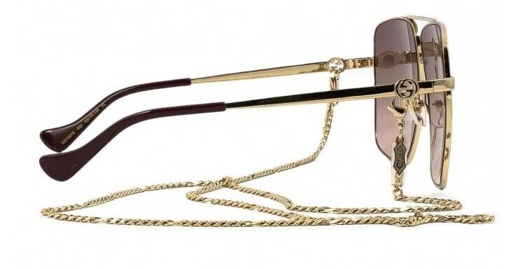 Gucci GG 1087S 002 Gradient Gold/Brown Oversized Metal Caravan Women's Sunglasses - UV Protection Fashion Shades for Beach, Driving & Outdoor Activities