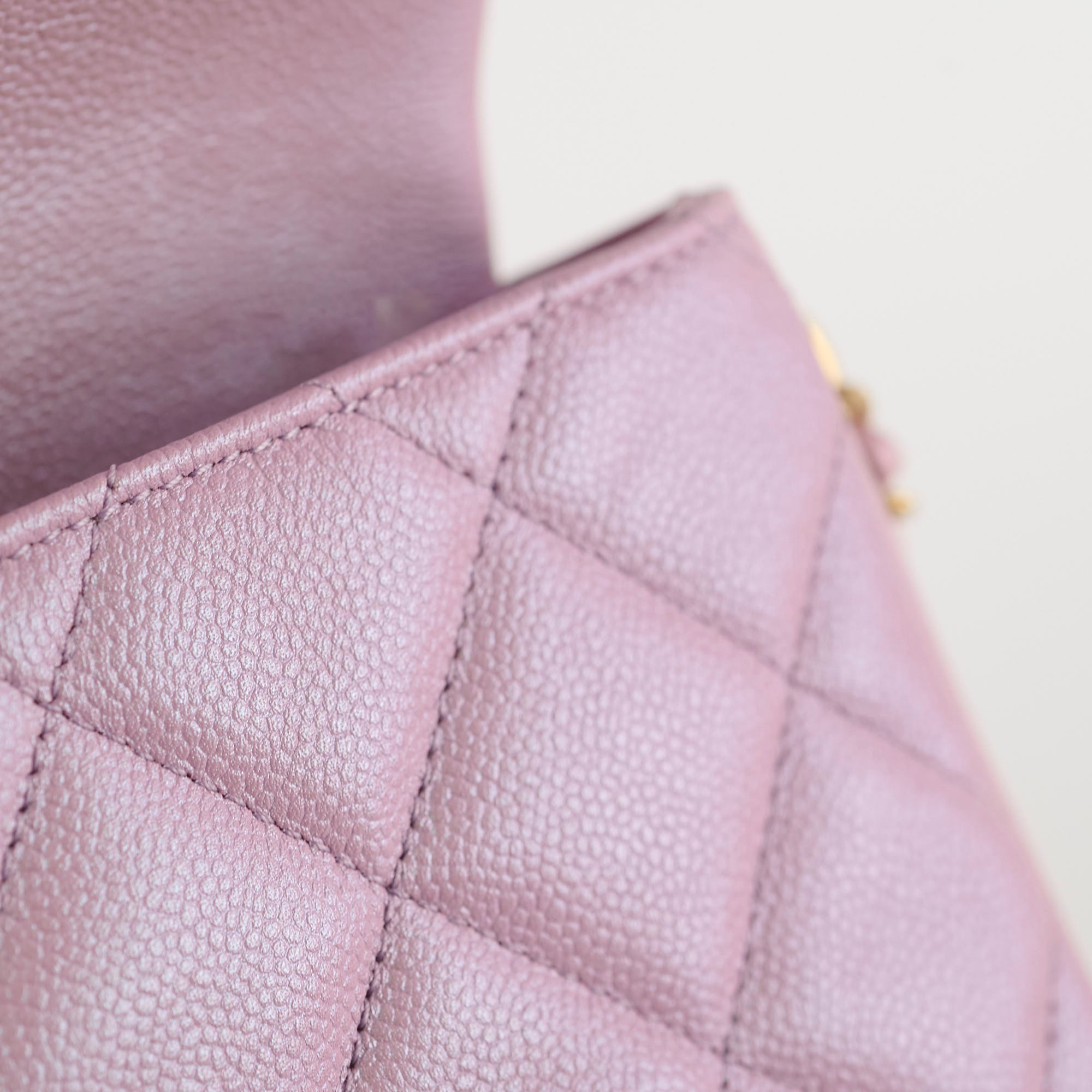 Chanel Caviar Leather My Perfect Square Mini Bag Iridescent Pink with Microchip - Perfect for Evening Parties, Weddings & Special Occasions