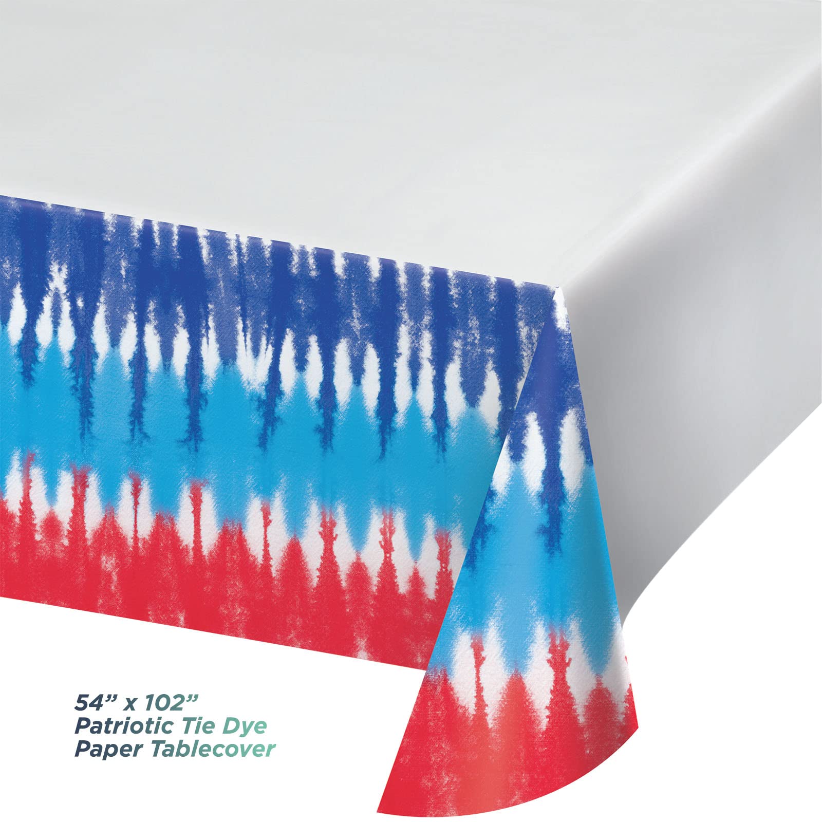 Patriotic Tie Dye Red White Blue USA Party Supplies Set - 16-Piece Dessert Plates, Beverage Napkins, Cups, Forks & Table Cover for 4th of July, Memorial Day & Independence Day Celebrations