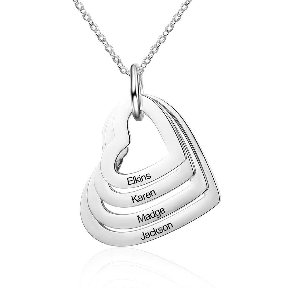 Personalized Custom Name Necklace for Women - Heart Pendant Jewelry Gift for Mother, Daughter, Wife, Girlfriend, BFF - Gold/Silver Plated Name Necklace - Perfect for Birthday, Valentine's Day, Bridesmaid Gifts & Everyday Wear