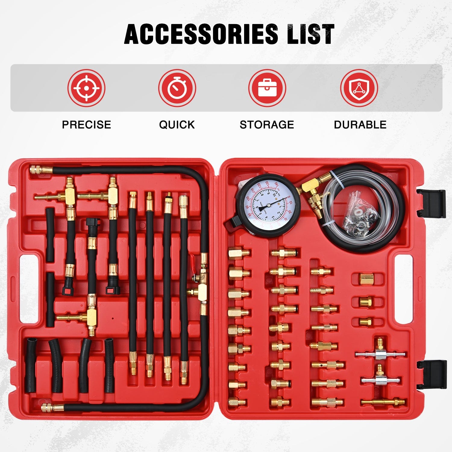 52-Piece 0-140 PSI Fuel Pressure Gauge Kit with 9.49