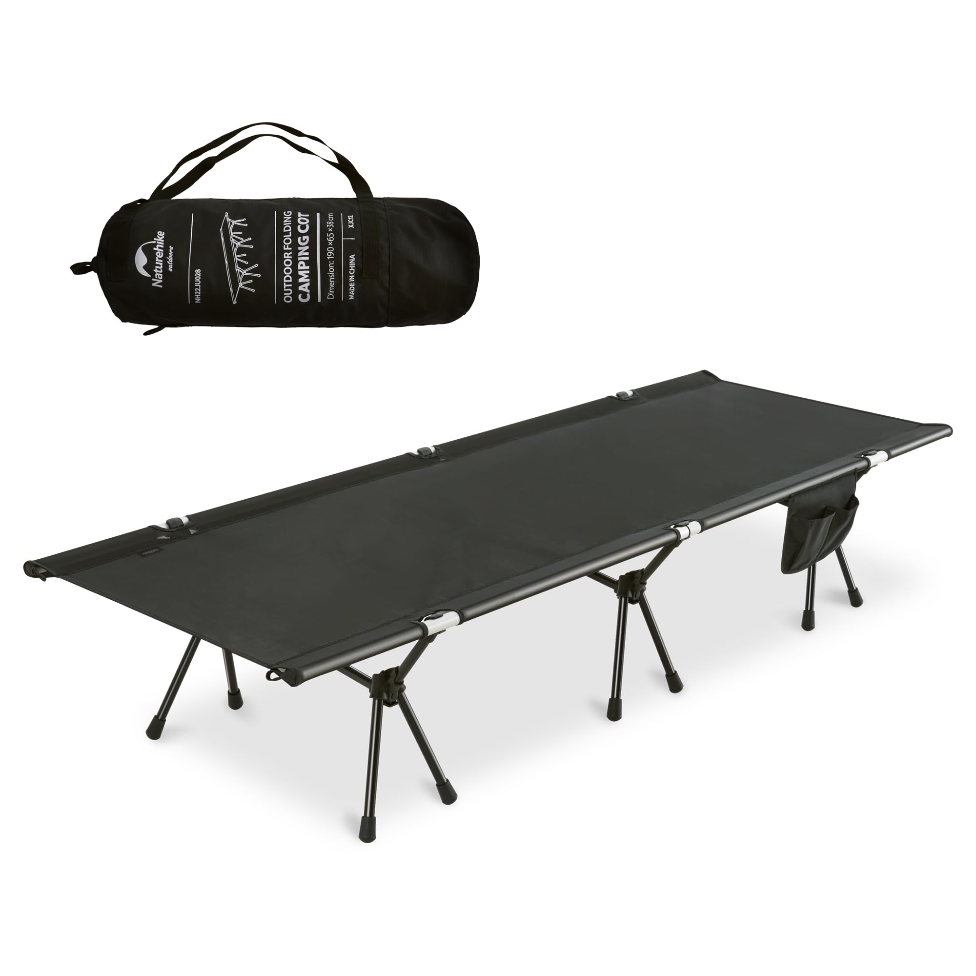 Naturehike WildField Adjustable Folding Camping Cot with Side Pocket - Lightweight Portable Camping Bed for Outdoor Adventures, Hiking, Travel & Home Use - Perfect for Camping Trips, Backpacking & Emergency Preparedness