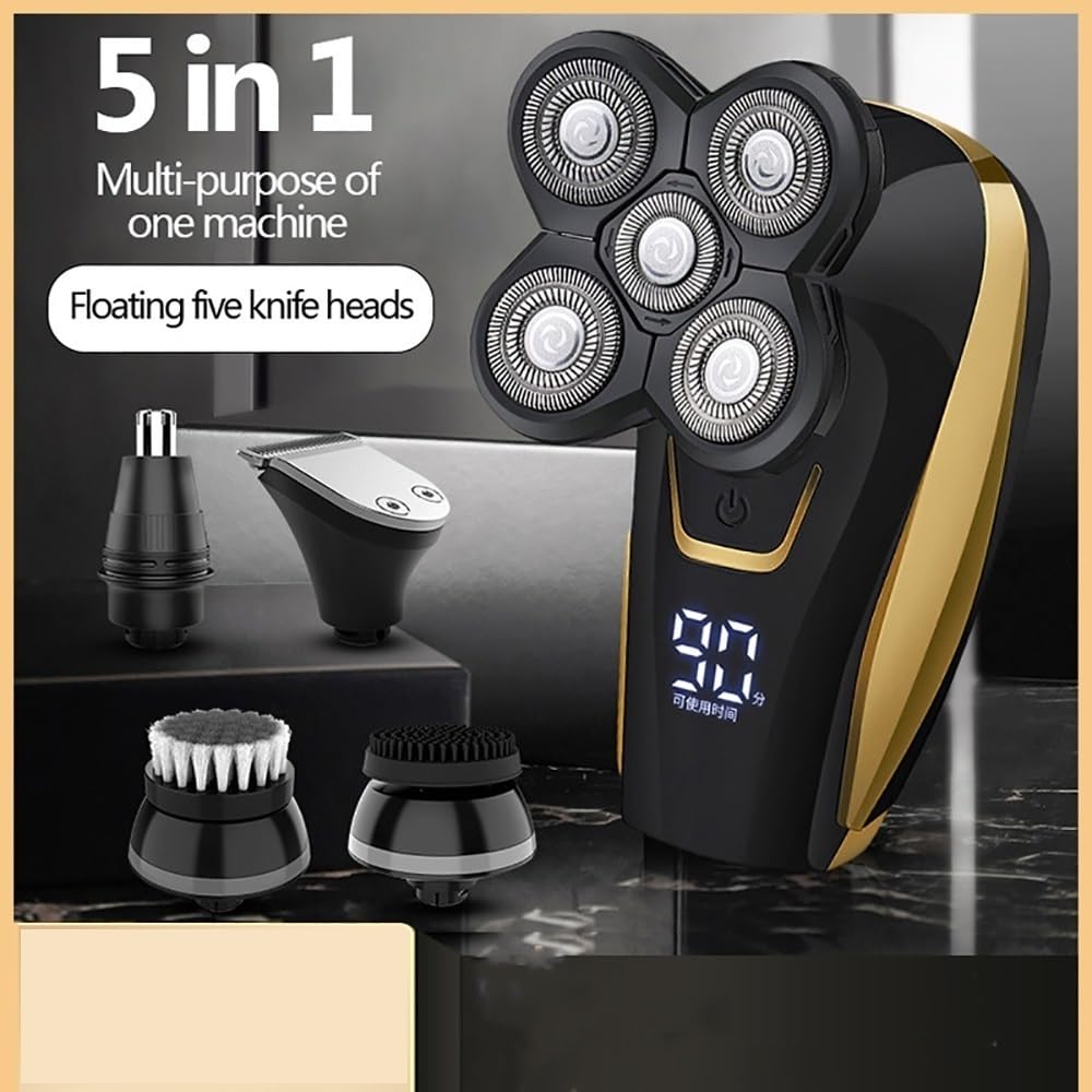 5-in-1 Electric Head Shaver for Bald Men - 5D Floating Blade Waterproof Beard Trimmer with USB Cordless Charging | Perfect for Travel, Gym & Daily Shaving Routine