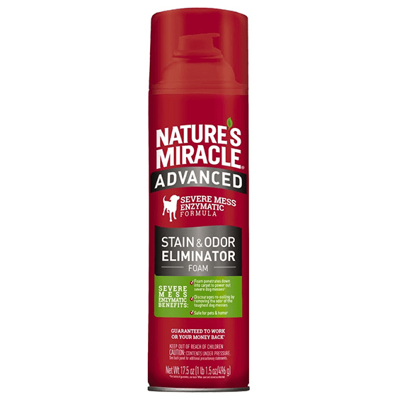 Nature's Miracle Advanced Stain & Odor Eliminator Foam for Pets - Enzyme-Powered Cleaning Solution for Carpets, Upholstery & Floors | Removes Tough Stains & Odors from Dogs & Cats | Perfect for Pet Accidents & Daily Cleaning