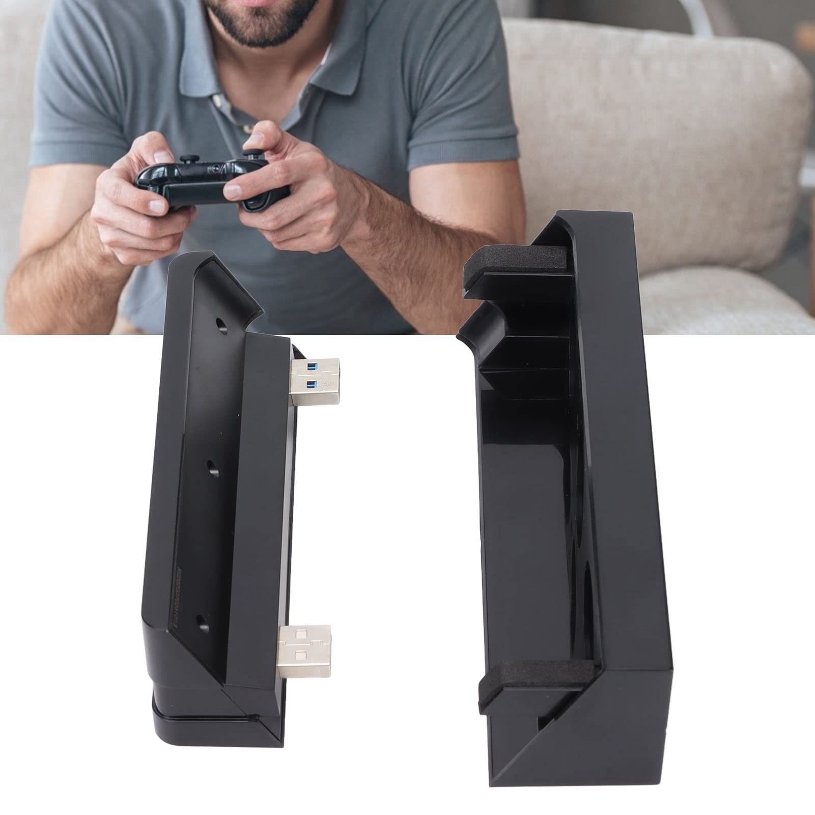 4-Port USB 3.0 Hub with Cooling Fan for PS4 Slim - Automatic Temperature Control & Multi-Device Charging Station - Perfect for Gaming Sessions & Home Entertainment Setup