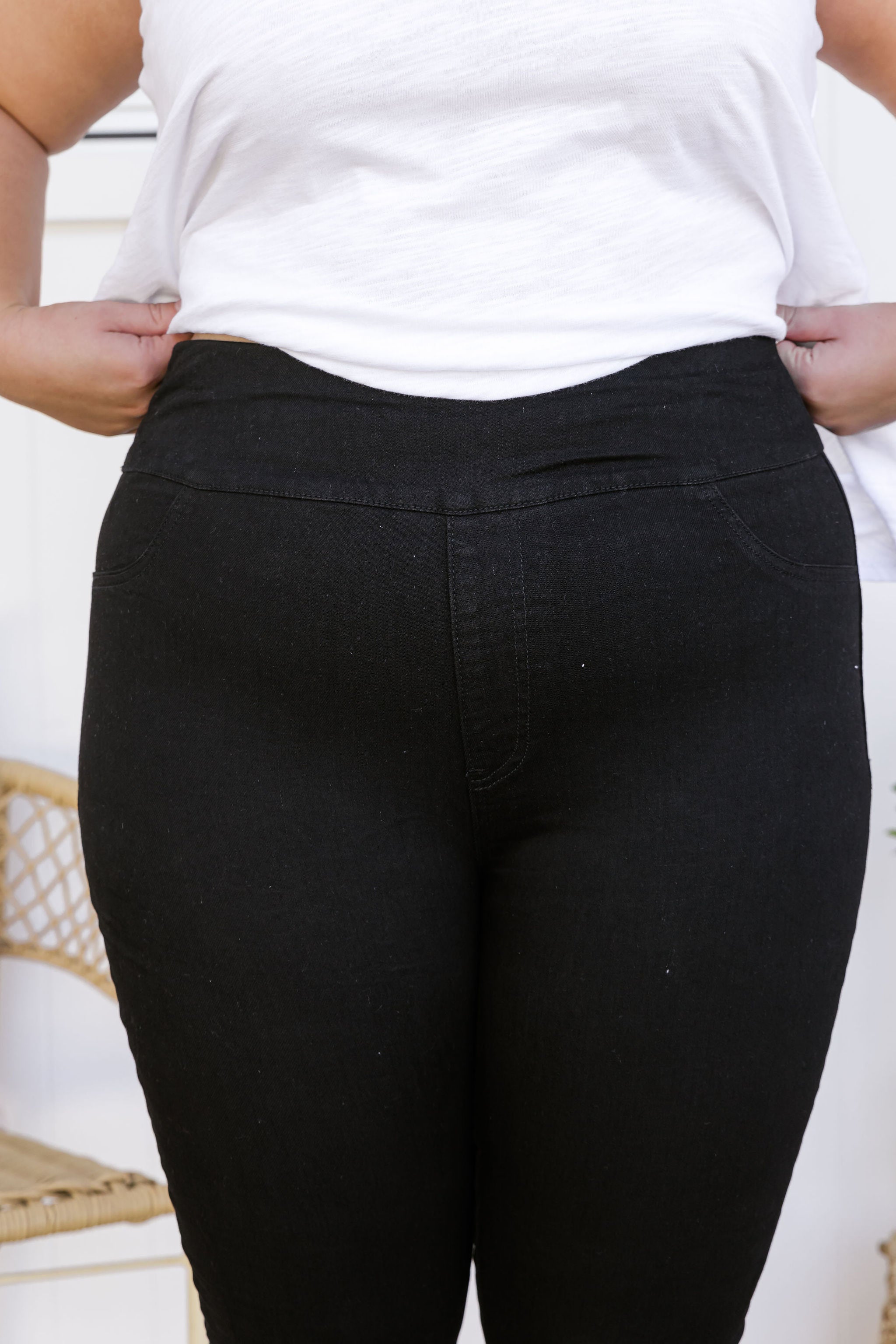 Corey Stretch Pull-On Jeans for Women - Black Denim Pants with Comfortable Waistband | Perfect for Casual Wear, Office & Travel