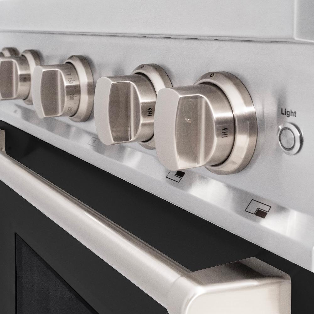 ZLINE 30 Inch 4.2 Cu Ft Stainless Steel Gas Range with 4 Burner Cooktop & Convection Oven - Black Matte Door (CGR BLM 30) | Perfect for Modern Kitchens, Home Chefs & Restaurant-Style Cooking