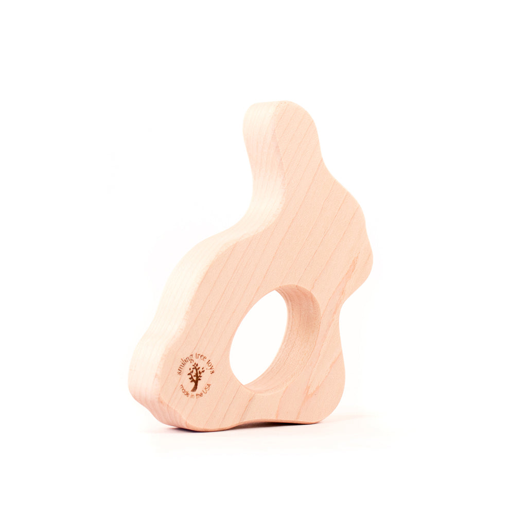 Organic Bunny Wood Teether for Babies - Natural & Safe Teething Toy for Infants - Perfect for Soothing Sore Gums at Home or On-the-Go