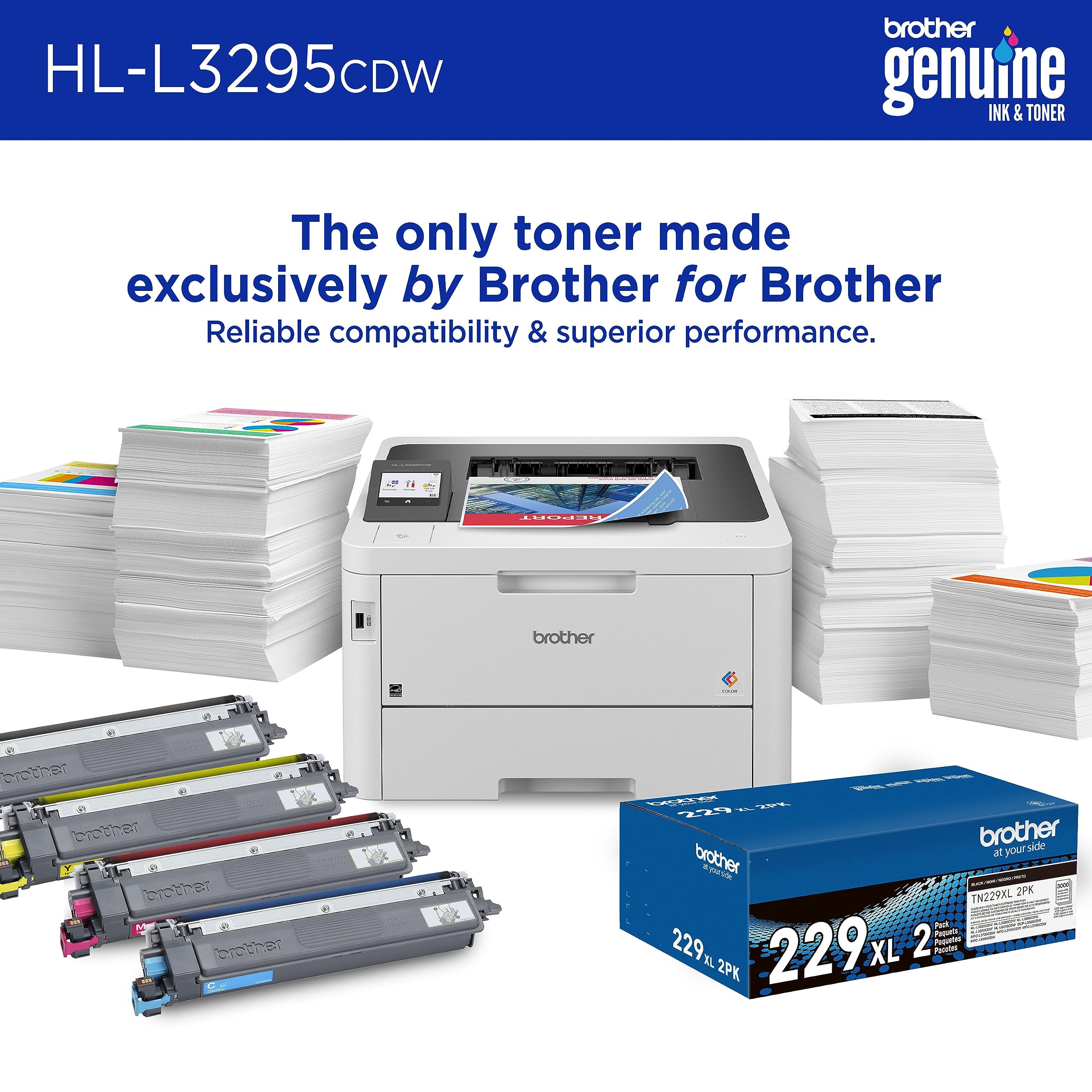 Brother HL-L3295CDW Wireless Color Laser Printer with Duplex Printing, NFC, Mobile & Ethernet Connectivity - Includes 4-Month Refresh Subscription & Amazon Dash Replenishment - Ideal for Home Office, Small Business & Remote Work Printing Needs