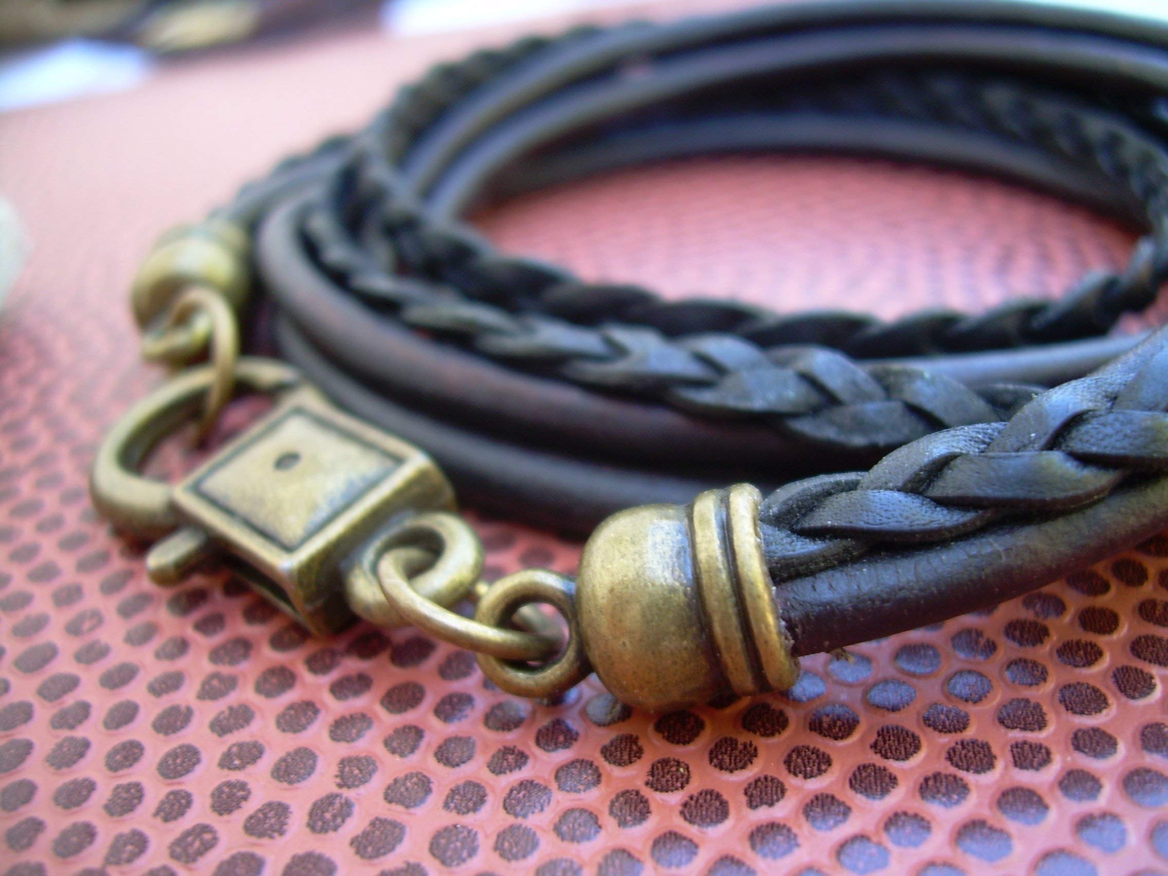 Handmade Leather Bracelet for Men & Women - Triple Wrap Triple Strand Design in Antique Bronze | Stylish Unisex Jewelry for Groomsmen, Gifts & Everyday Wear