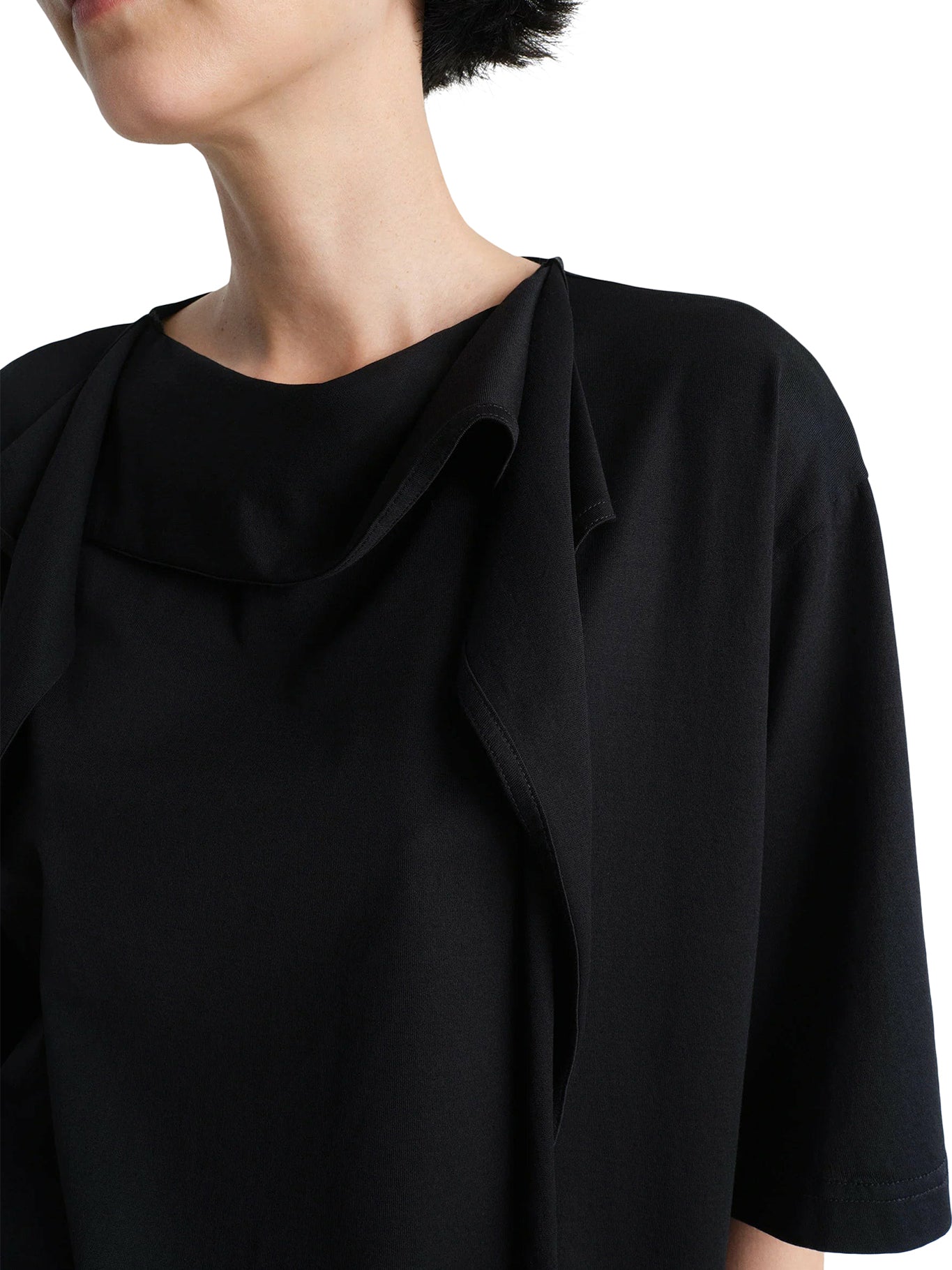 Lemaire Foulard T-Shirt for Women - Soft Cotton Blend Black Top (Style: TO1384LJ1018 BK999Black) | Perfect for Casual Wear, Layering & Everyday Outfits