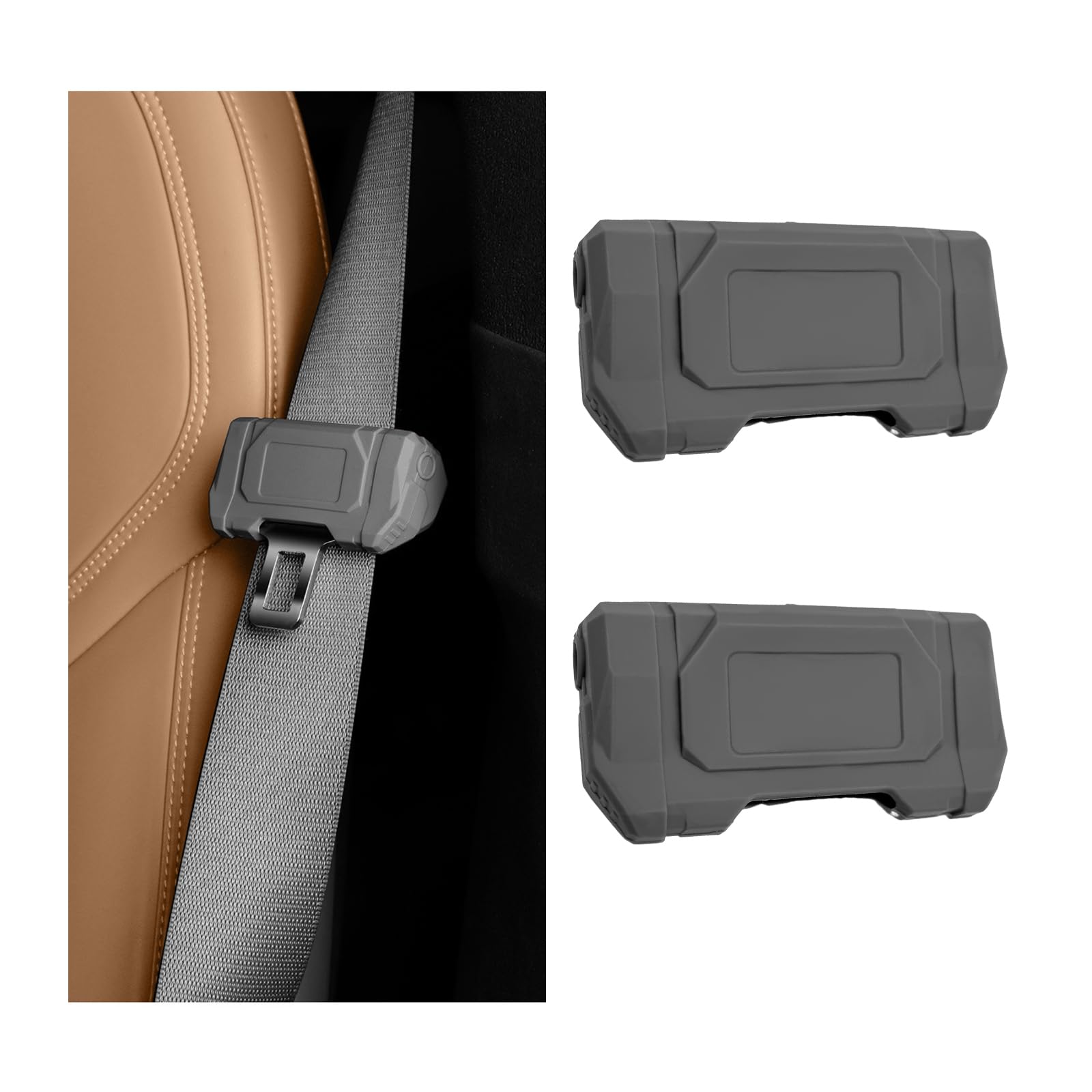 2 PCS Soft Silicone Car Seat Belt Buckle Covers - Anti-Scratch Seat Belt Protector for Cars, Trucks & Vans - Universal Fit Interior Auto Accessories (Gray) - Perfect for Child Safety & Comfortable Driving