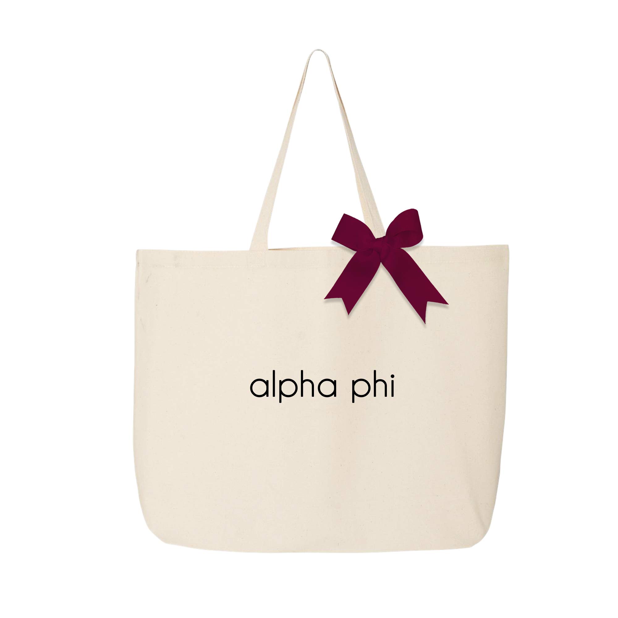 Stylish Large Canvas Tote Bag with Color Bow - Classic Sorority Name Design for Women - Perfect for College, Sisterhood Events & Everyday Use